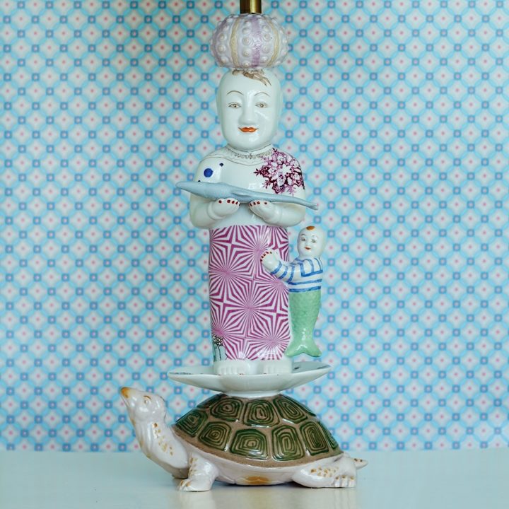 Lyseblå Geometrisk Tapet - Køb denne super søde tapet med cirkler og små blomster