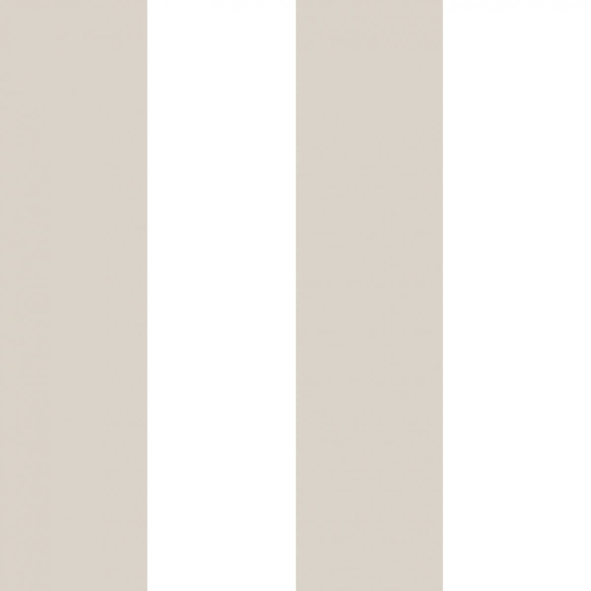 Brede Striber Mørk Beige & Hvid - klassisk tapet fra Rand & Kulør! Flot creme farvet tapet