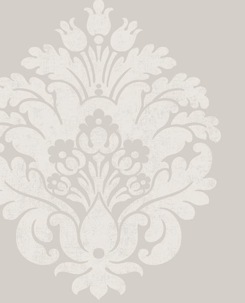 Beige perlemor med hvid blomsterdeko - Køb råhvid tapet med blomster