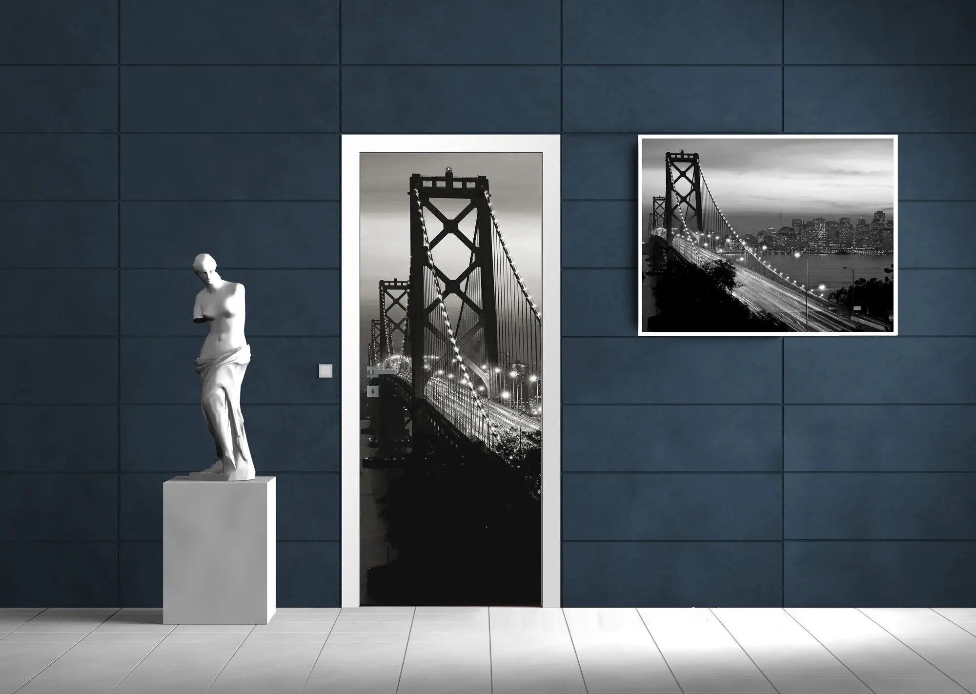 Billede 7 af Fototapet - Bay Bridge med San Francisco skyline i sort-hvid