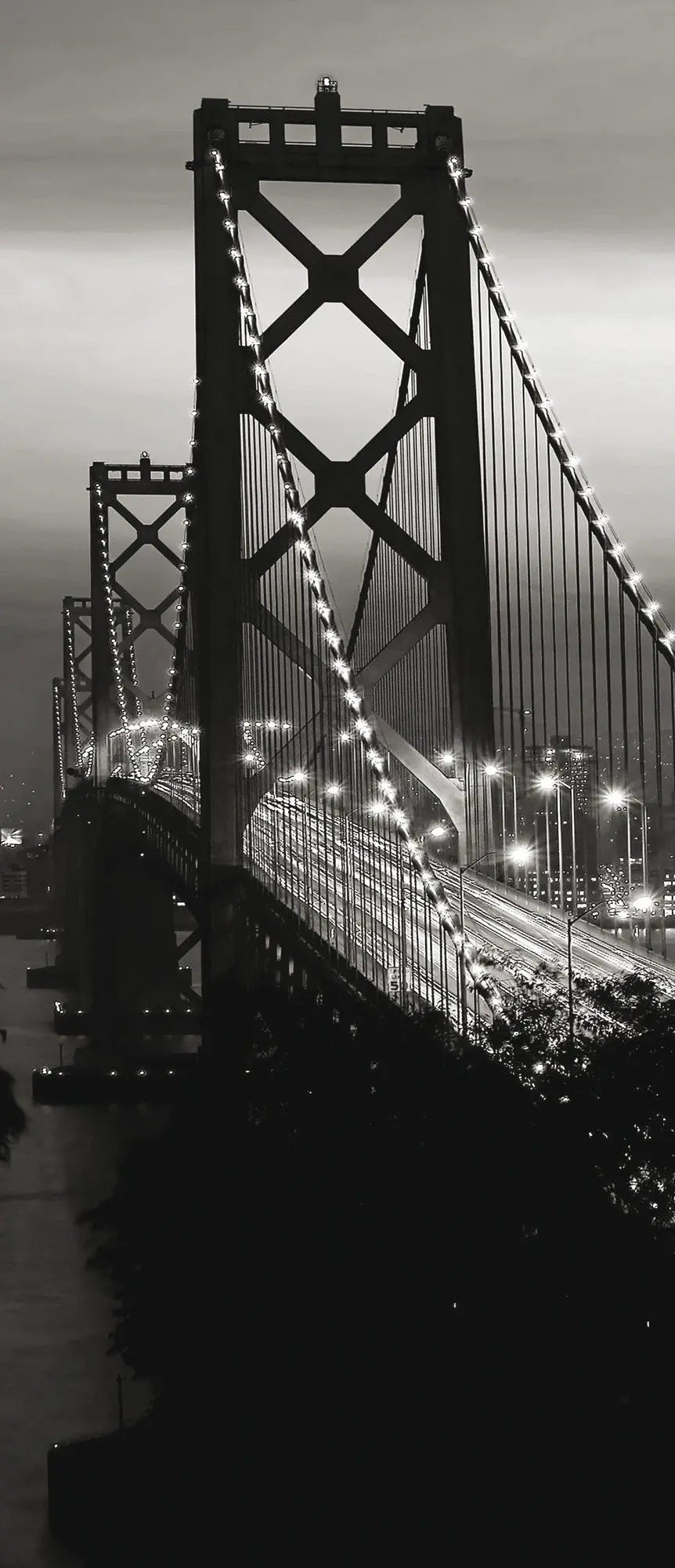 Billede 9 af Fototapet - Bay Bridge med San Francisco skyline i sort-hvid