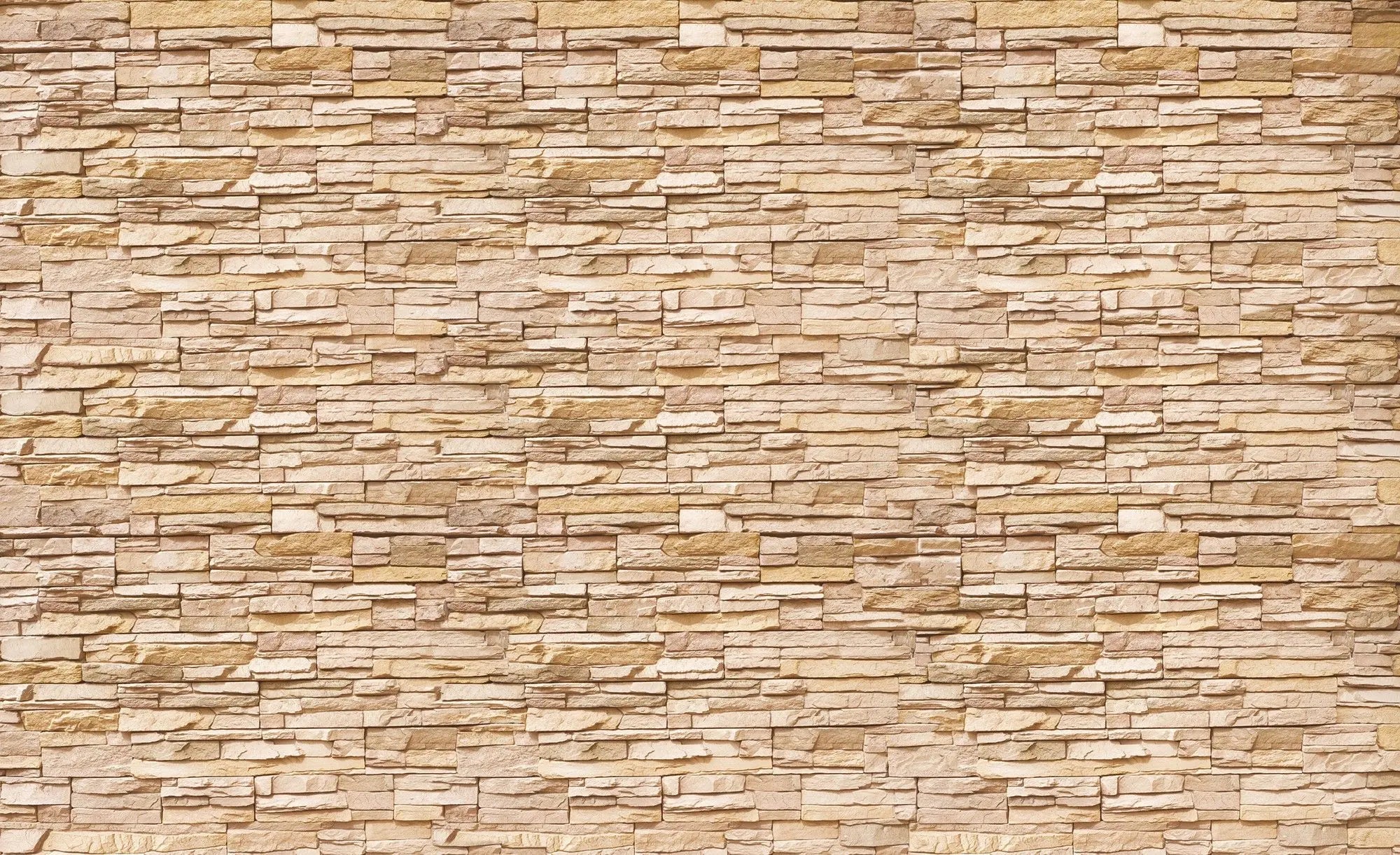 Billede 1 af Fototapet - Beige stenmur med små blokke