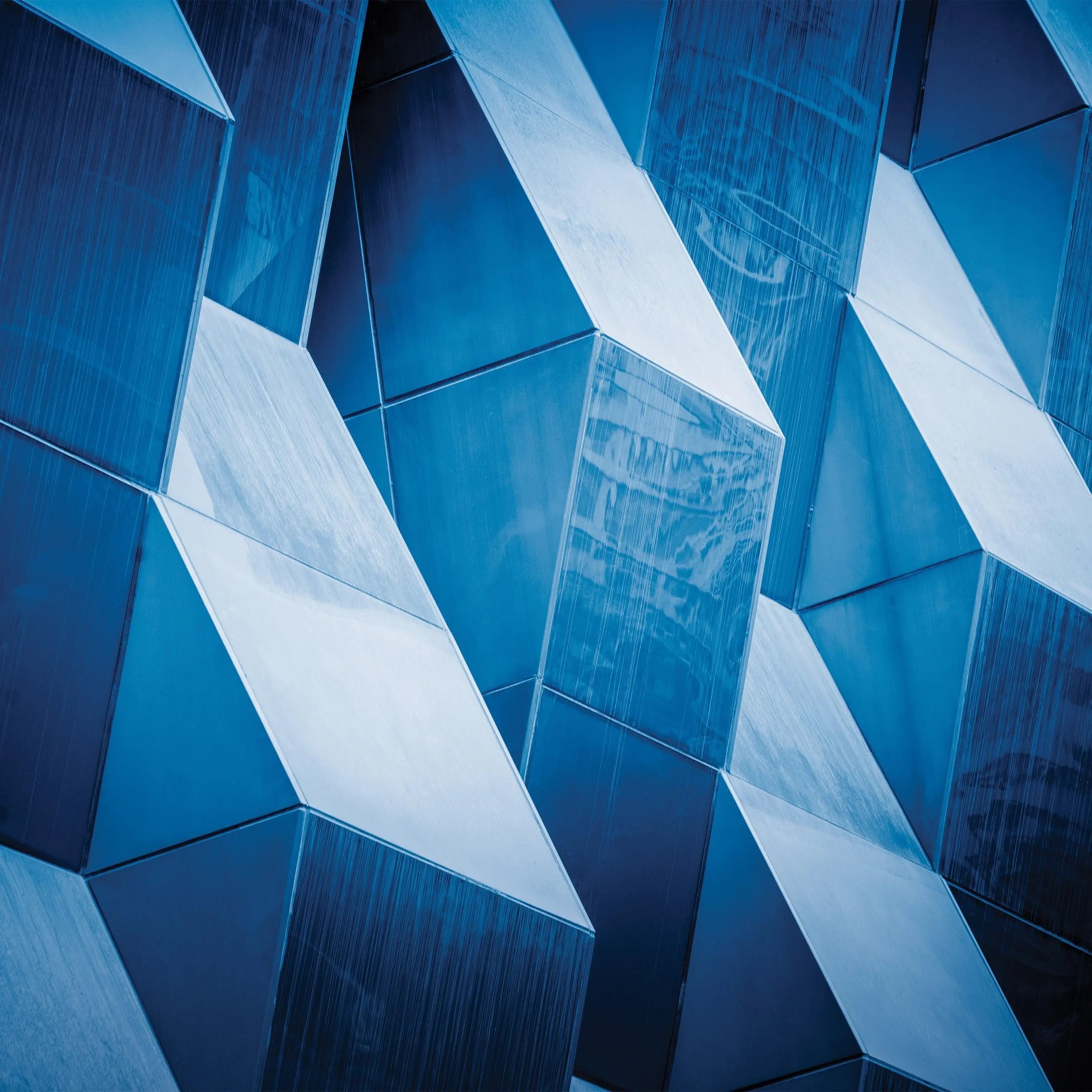 Billede 7 af Fototapet - Blå geometriske metalpaneler