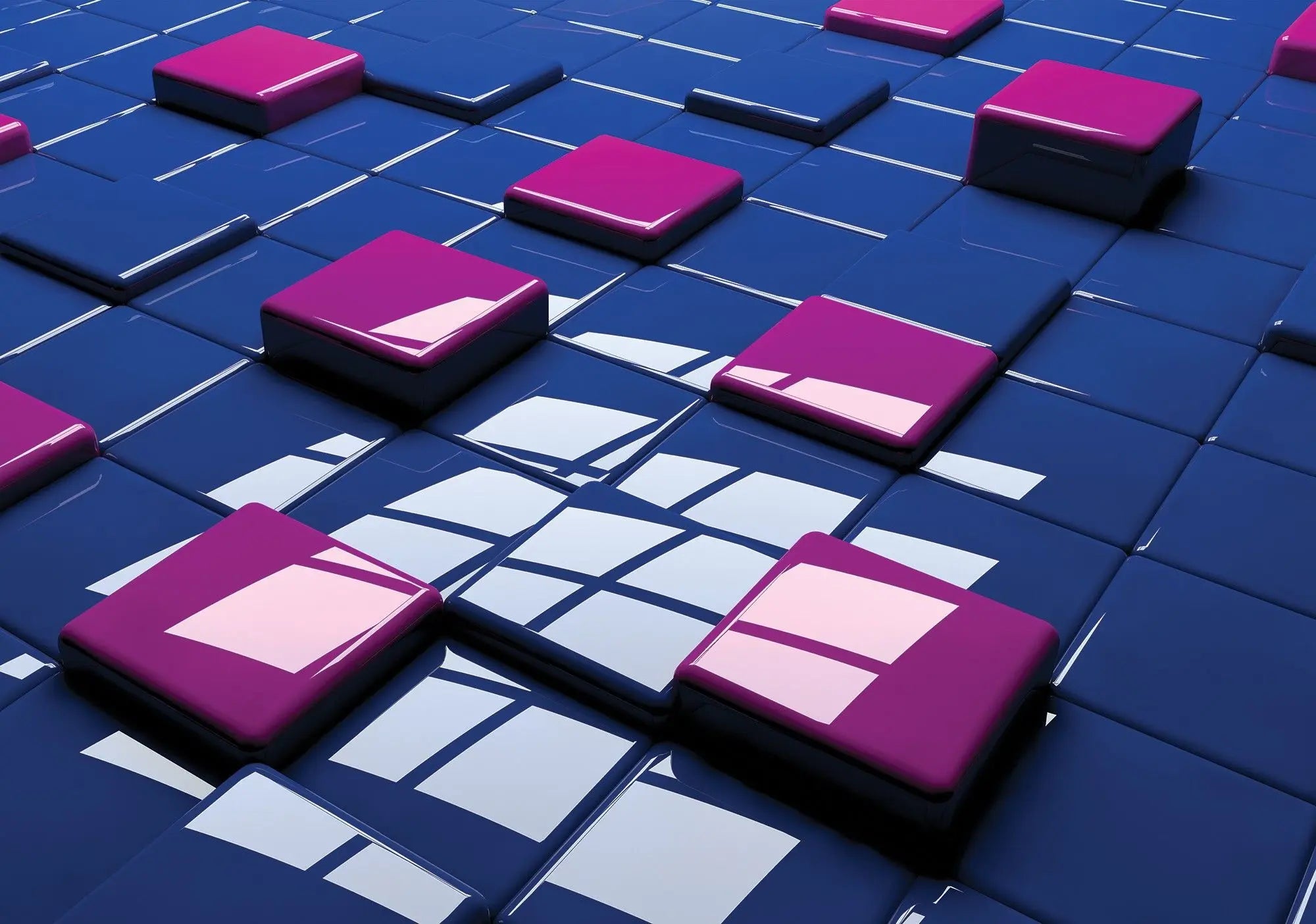 Billede 1 af Fototapet - Blank blå overflade med lyserøde hævede firkanter