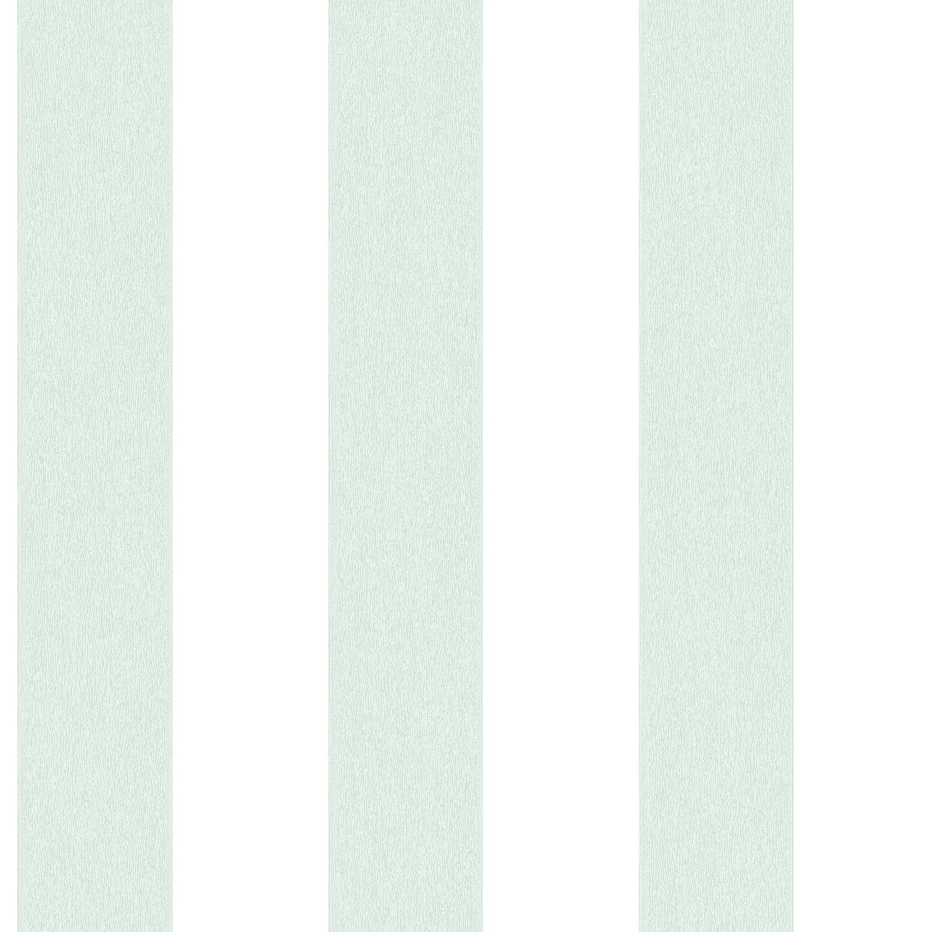 Nærbillede af Block Stripes - Mint tapet med striber i lysegrøn og hvid fra Nicetapet.dk.