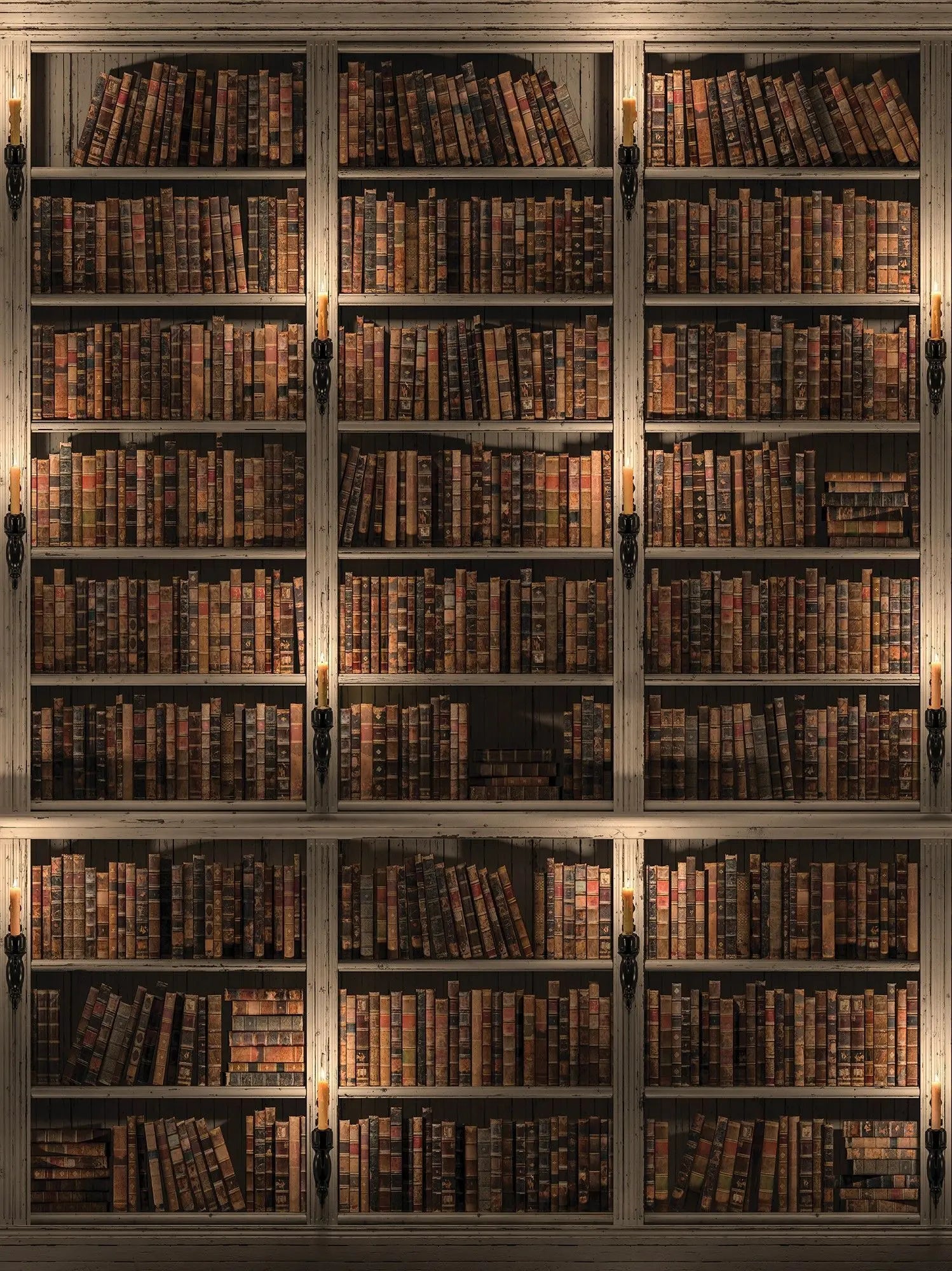 Billede 6 af Fototapet - Bogreol med gamle bøger og belysning