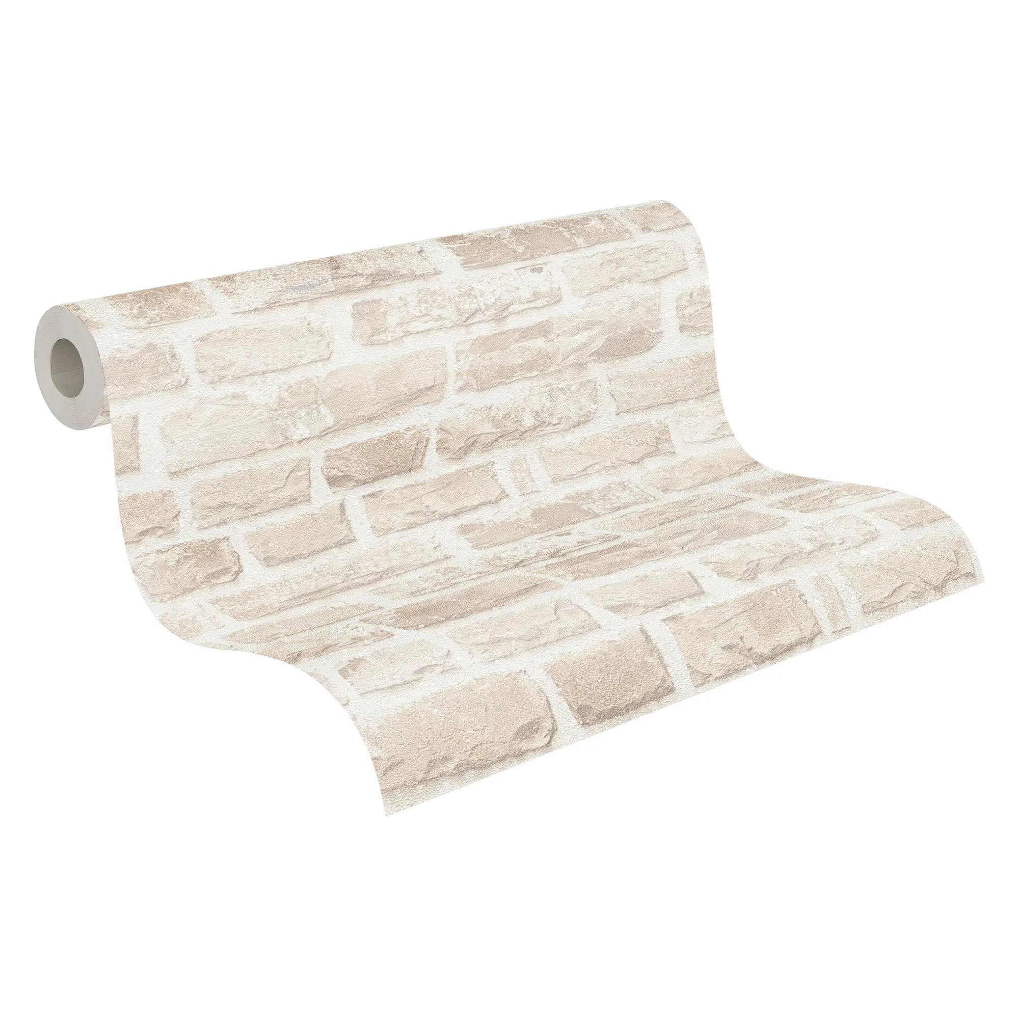 Tapetrulle af Brick Heritage - Sand Dune med beige murstensmønster.