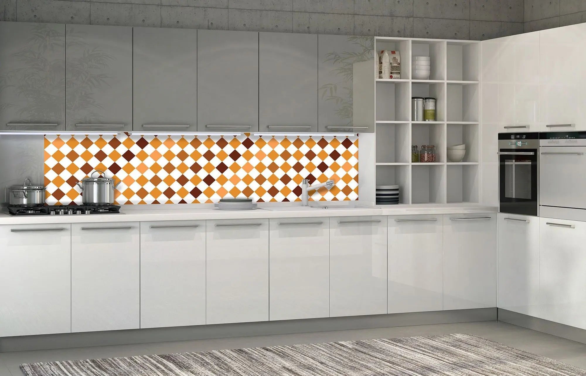 Billede 2 af Fototapet - Brunt og orange ternet mønster