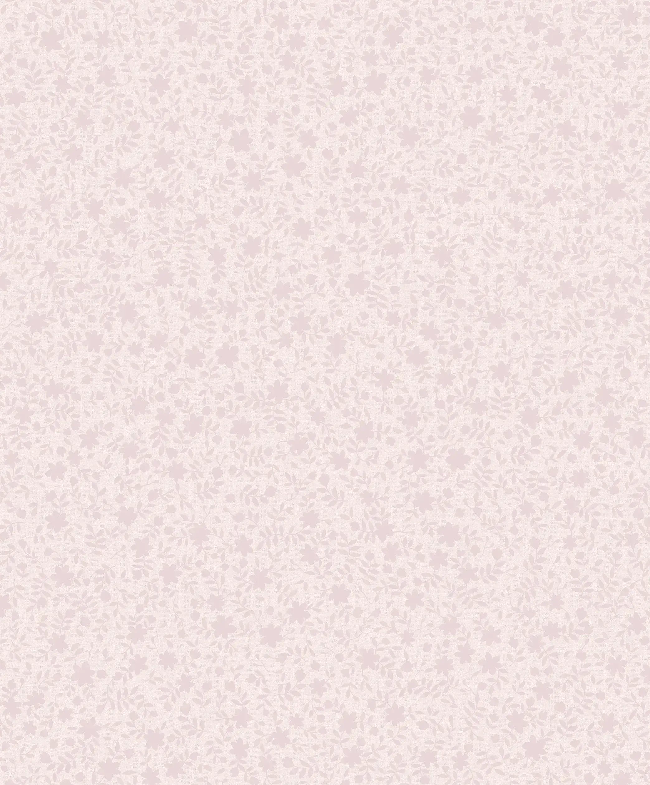 Catherine Floral - Blush tapet med delikat blomster- og løvmønster i lyserøde nuancer, tilgængelig på Nicetapet.dk