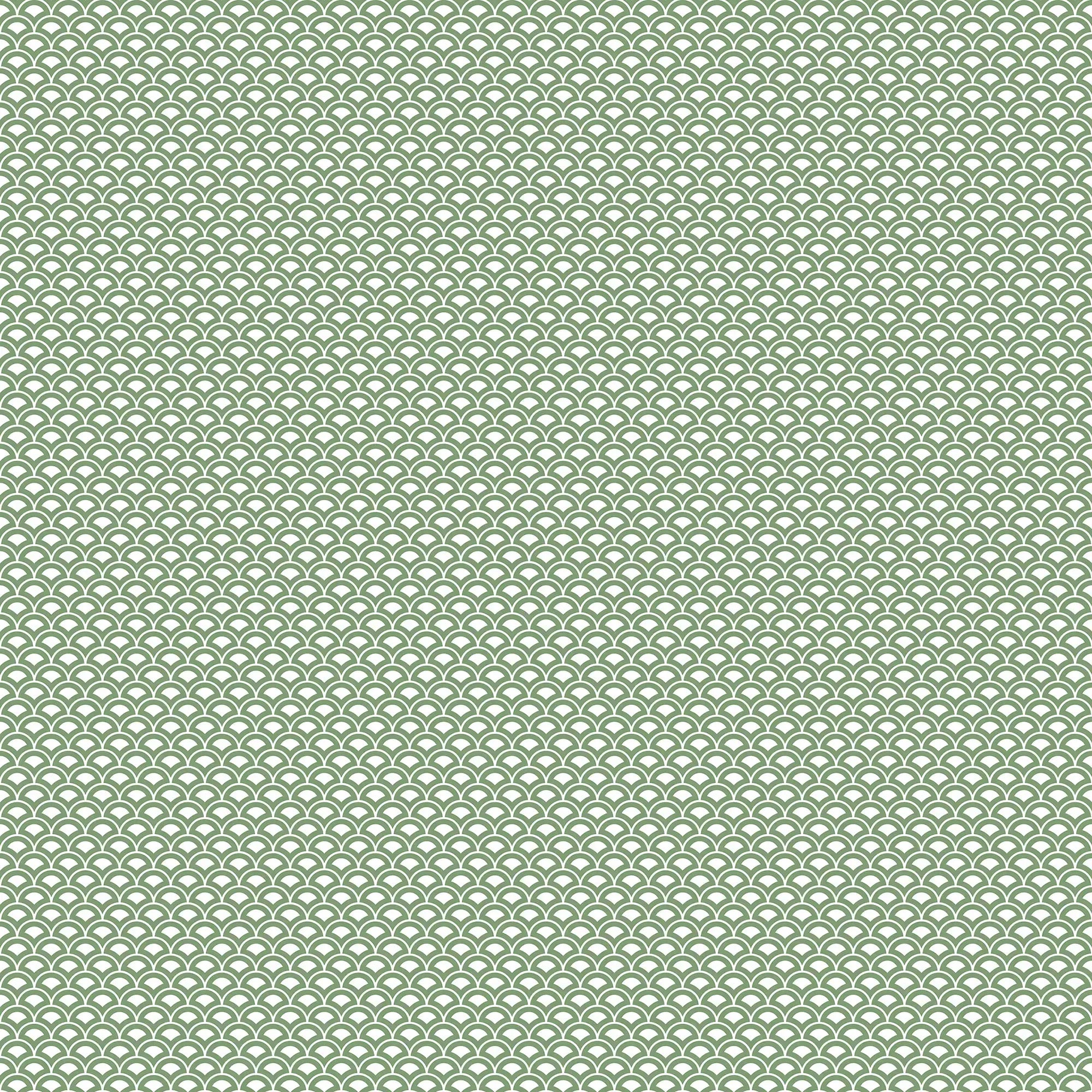 Et detaljeret billede af tapetet Delicate Arches - Sage med et elegant buet mønster i en subtil grøn farve.