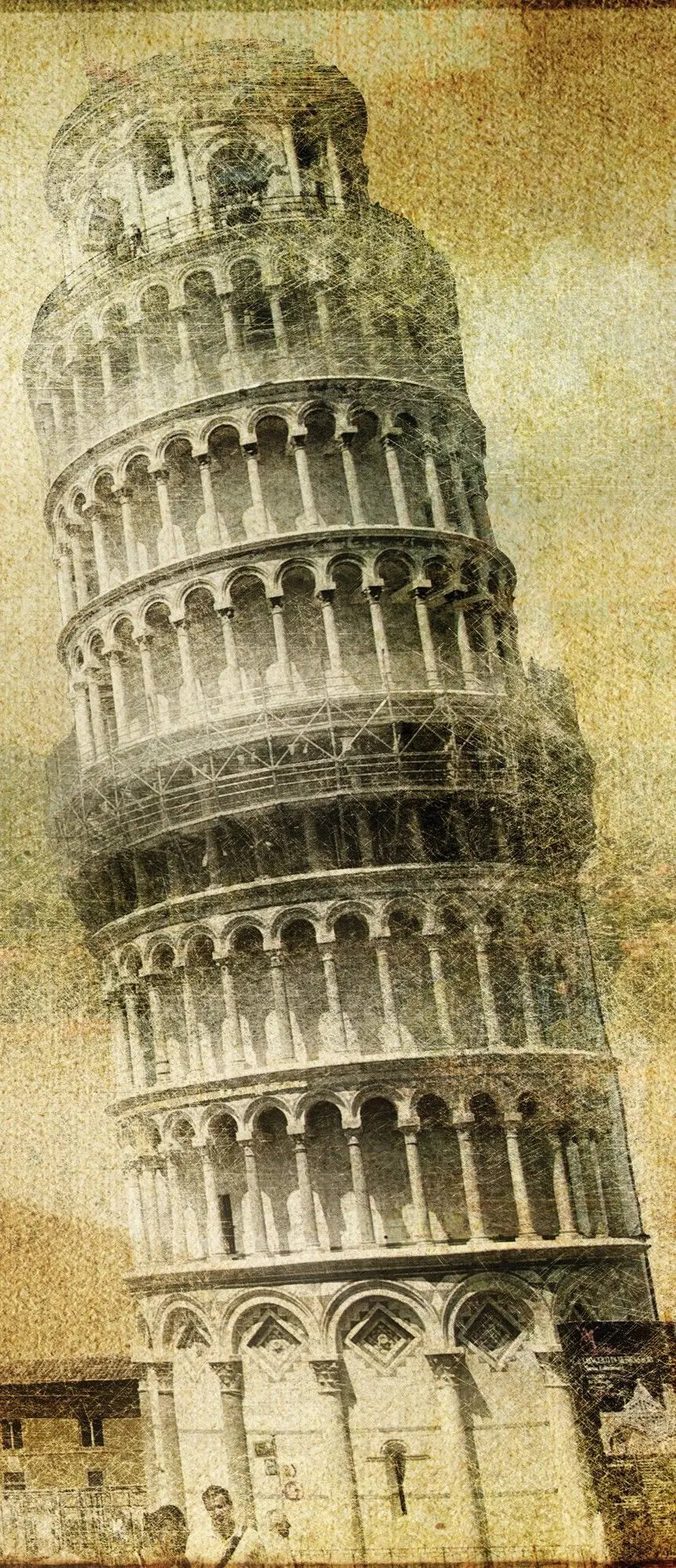 Billede 29 af Fototapet - Det skæve tårn i Pisa Italien med gammel tekstur