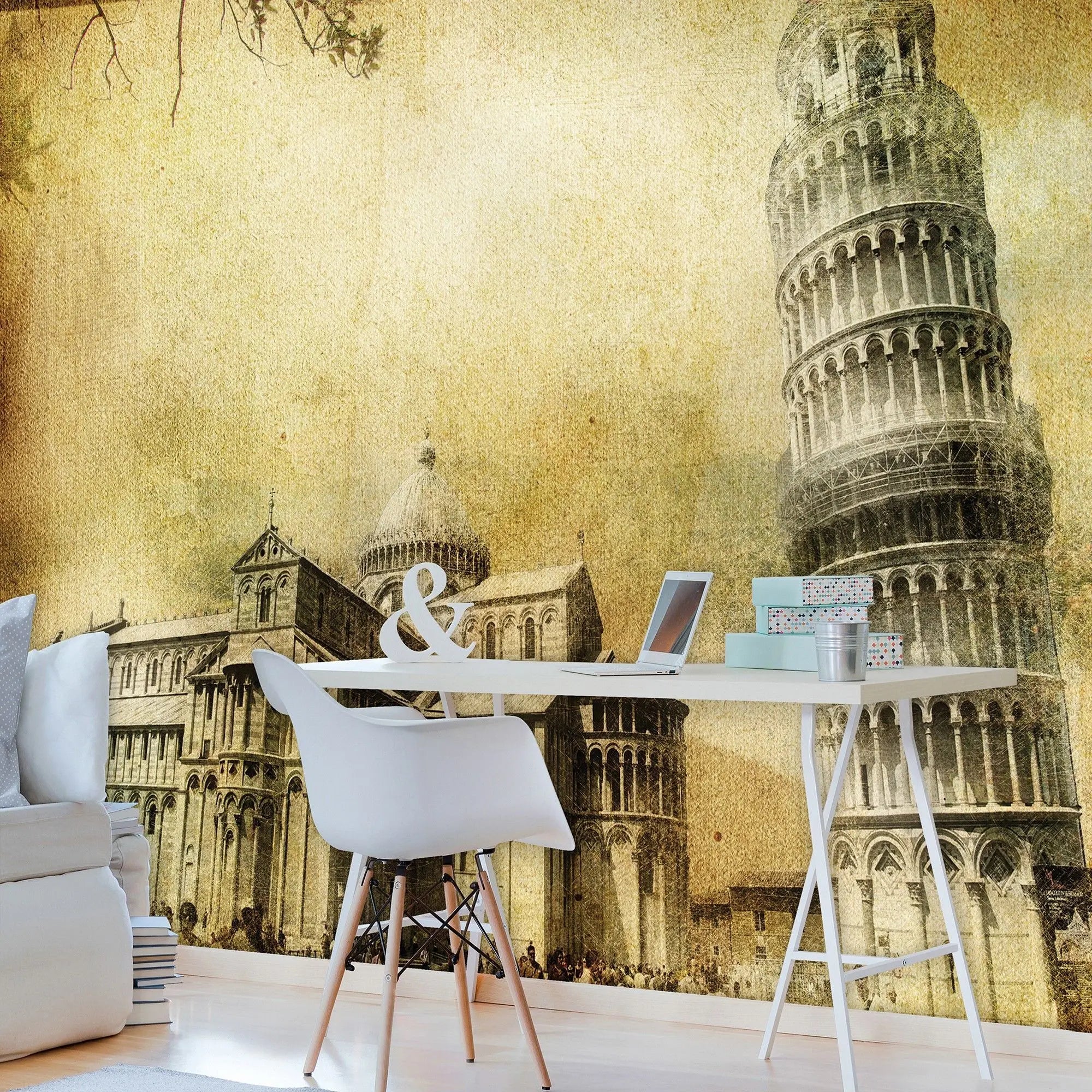 Billede 4 af Fototapet - Det skæve tårn i Pisa Italien med gammel tekstur