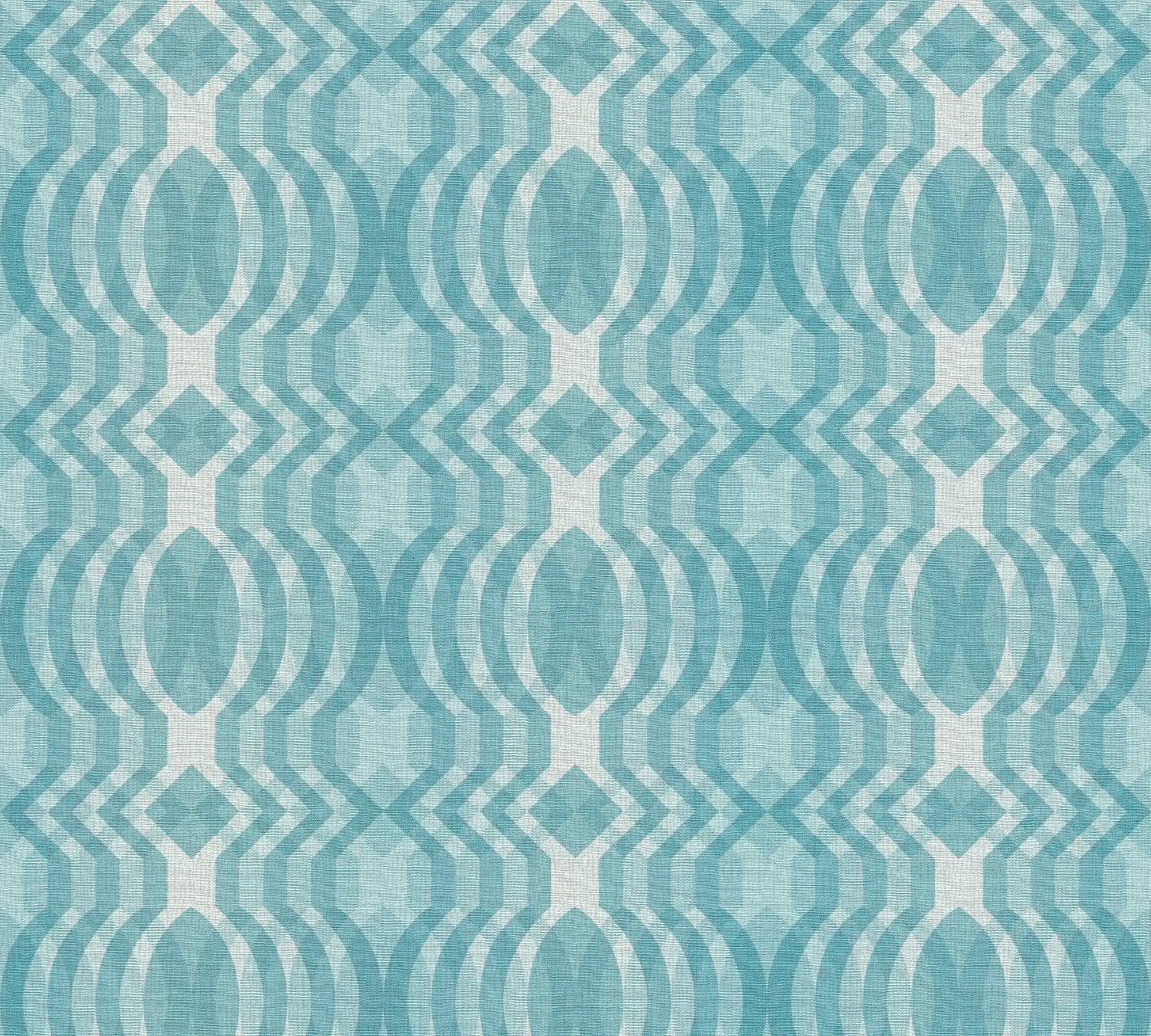 Detaljeret billede af Diane - Oceanic Blue tapet med geometrisk mønster i blå nuancer.