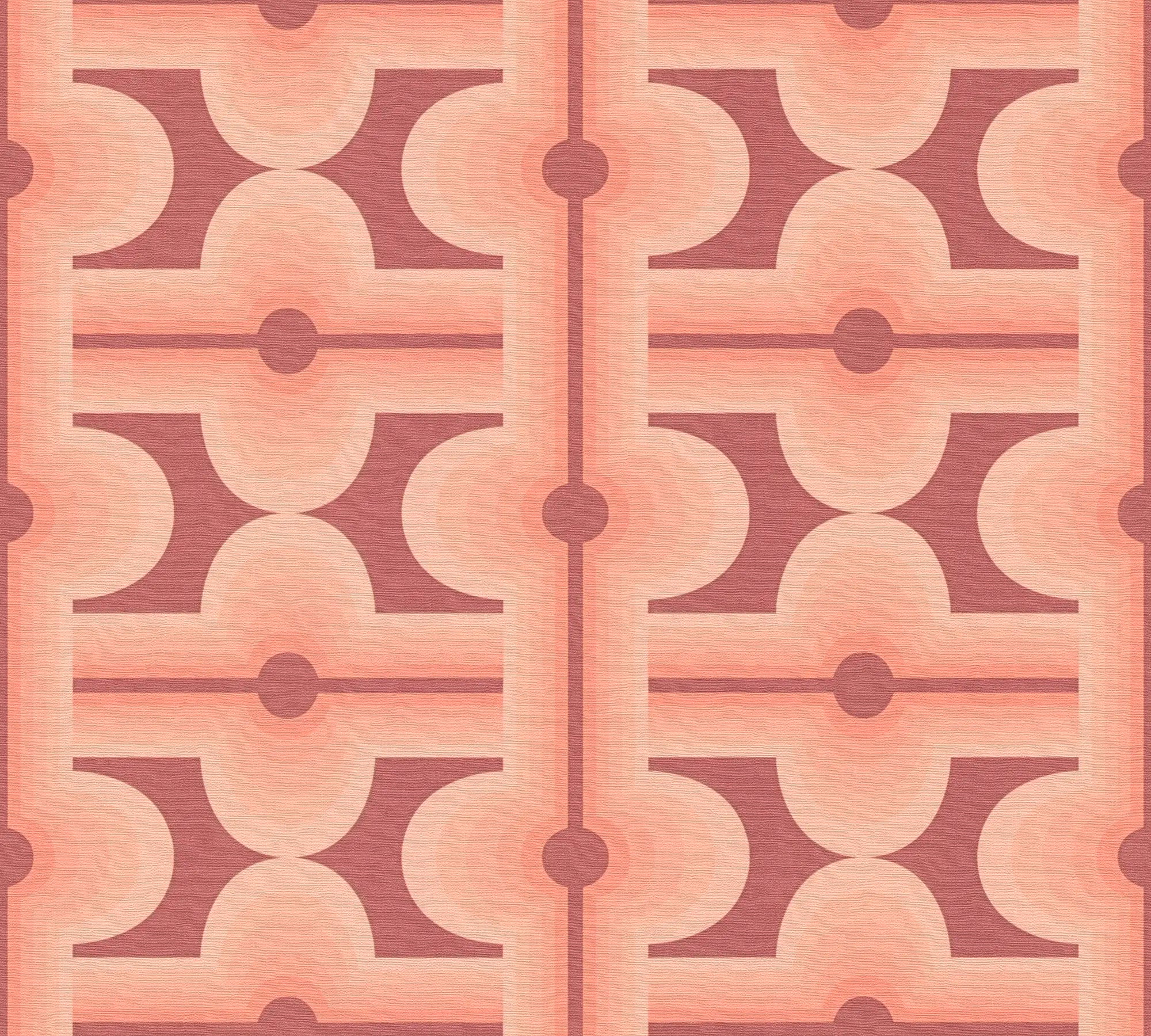 Tapetmønster Eileen - Blush Blossom med geometrisk design i nuancer af rosa og nude, visende det detaljerede mønster.