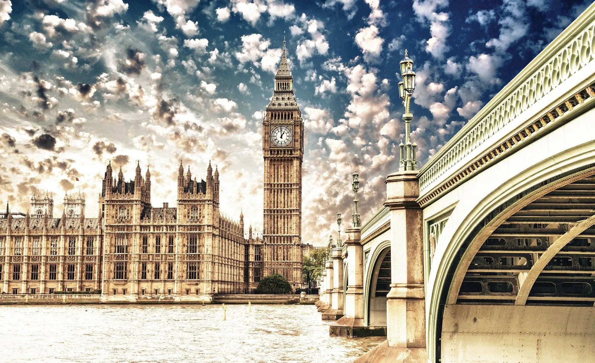 Billede 1 af Fototapet - Elizabeth Tower og Westminster Bridge i London