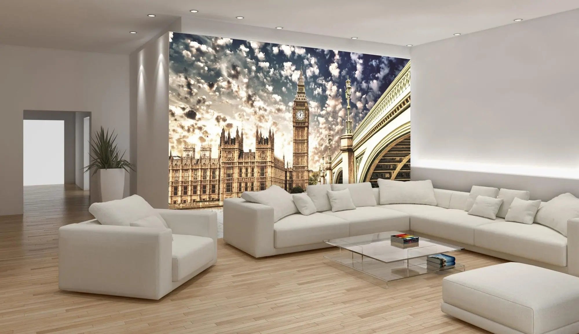 Billede 2 af Fototapet - Elizabeth Tower og Westminster Bridge i London