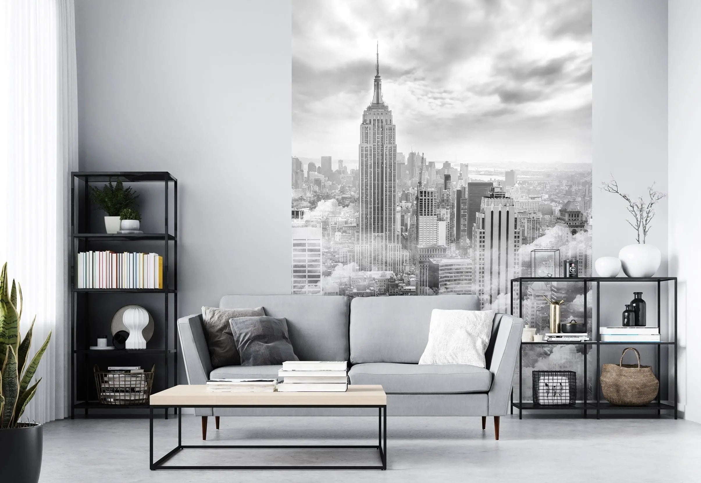 Billede 3 af Fototapet - Empire State Building og skyline i sort-hvid i New York
