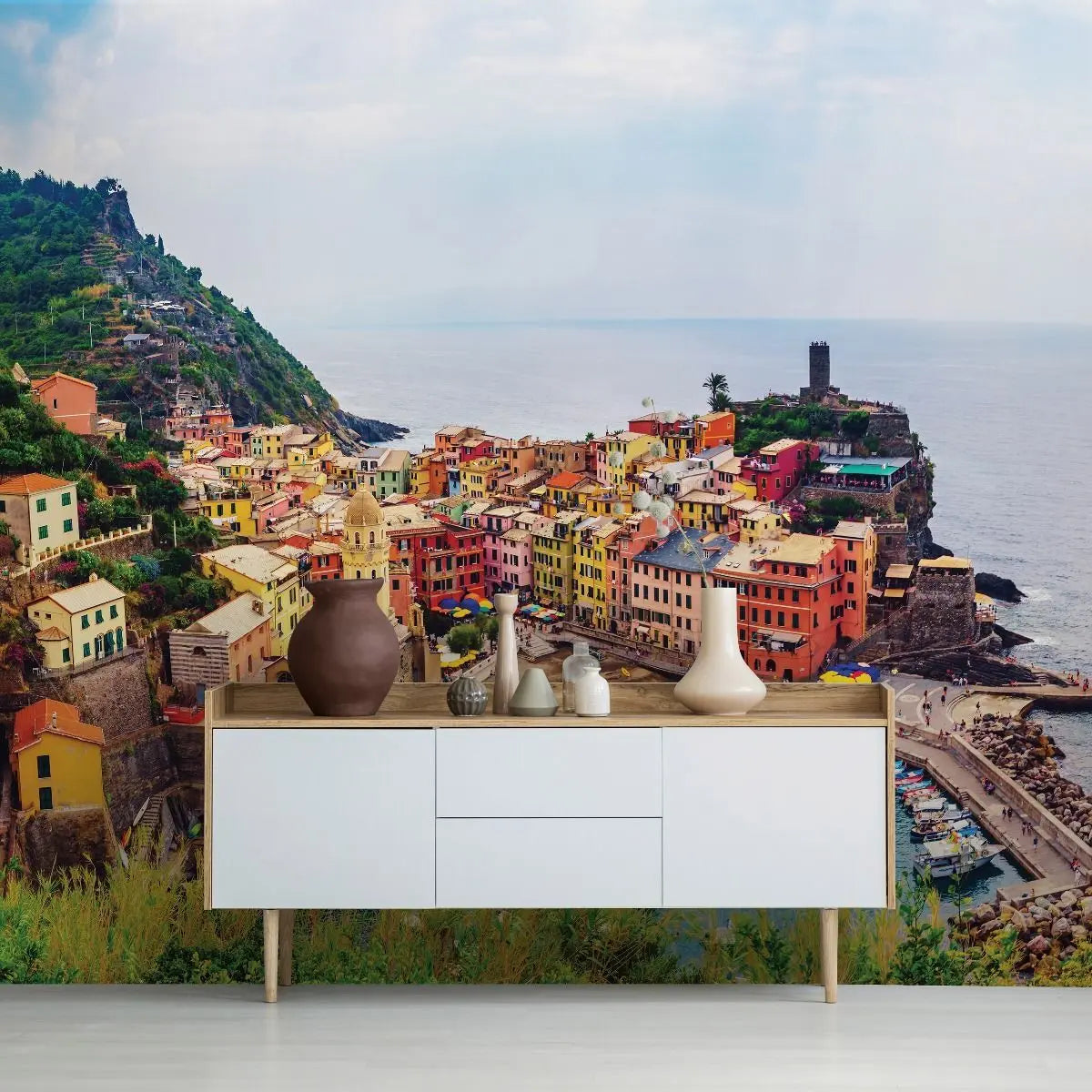 Billede 5 af Fototapet - Farverige bygninger i Vernazza, Italien ved kysten