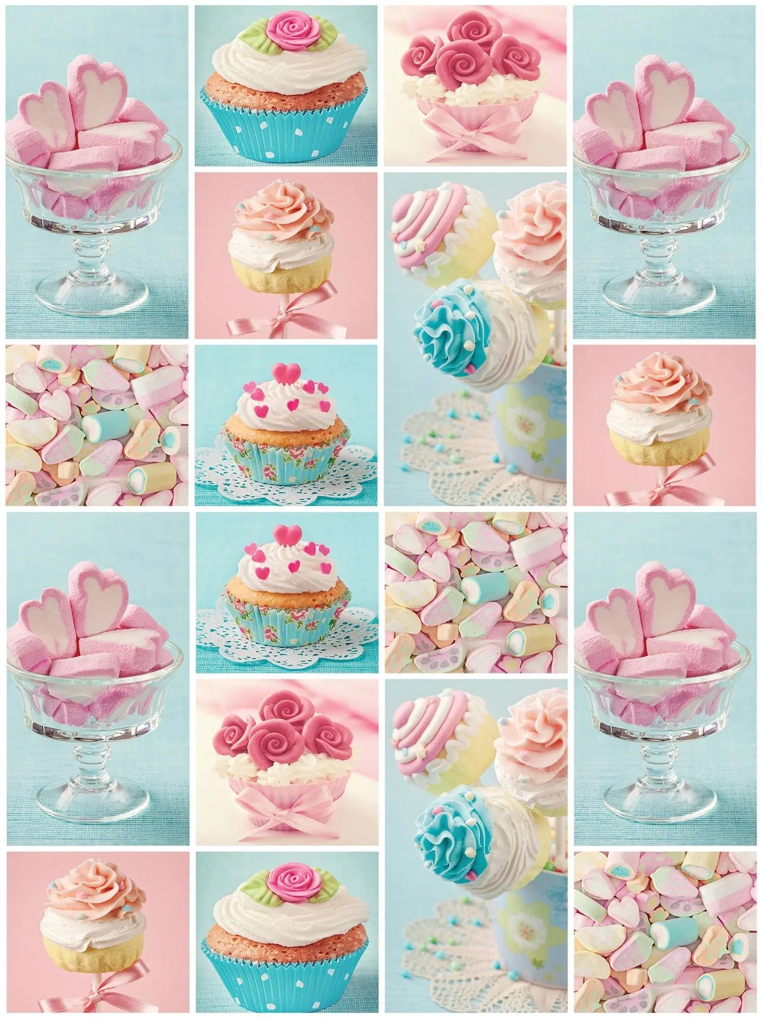 Billede 18 af Fototapet - Farverige cupcakes og slik med hjerteformet pynt