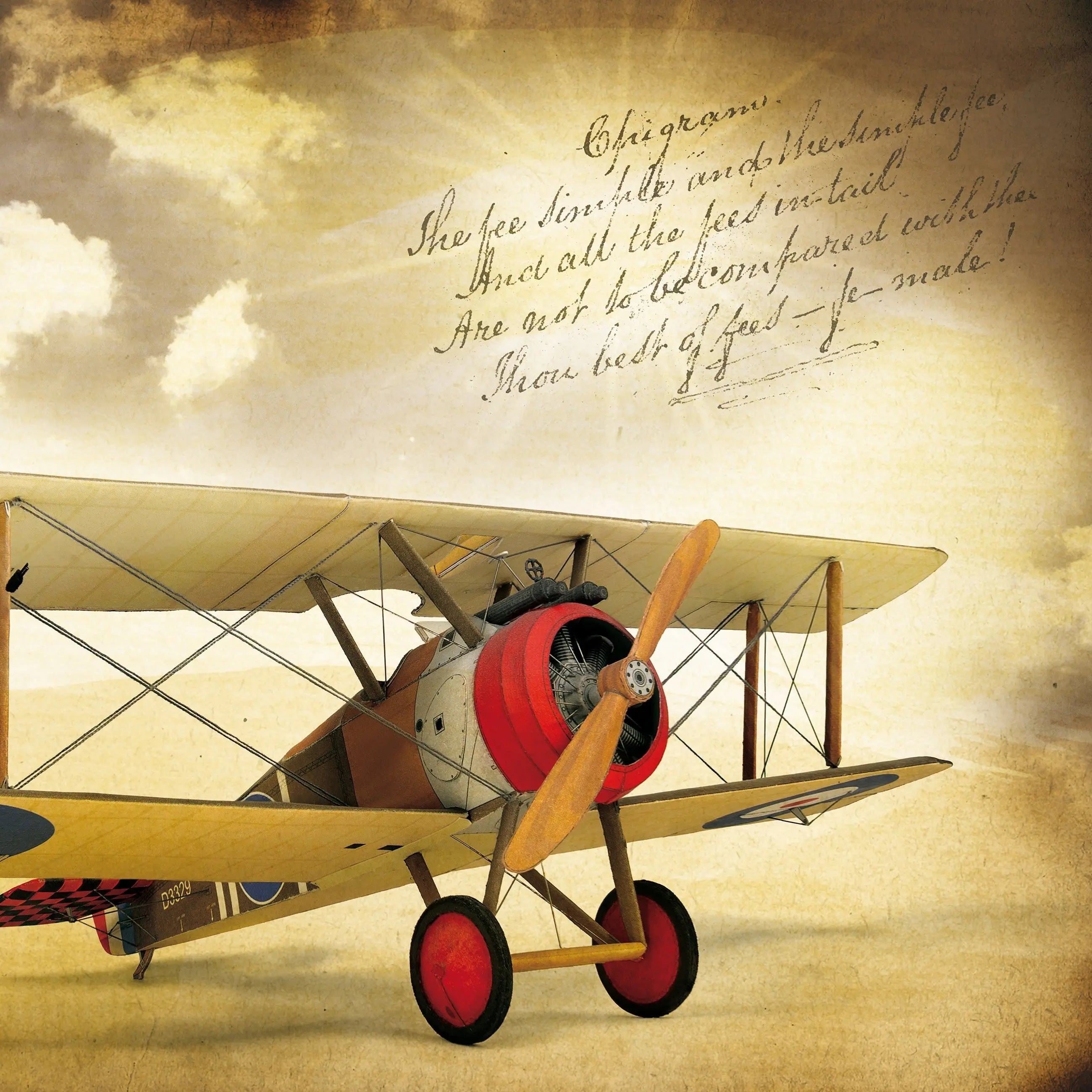 Billede 10 af Fototapet - Gammelt dobbeldækkerfly på vintage baggrund