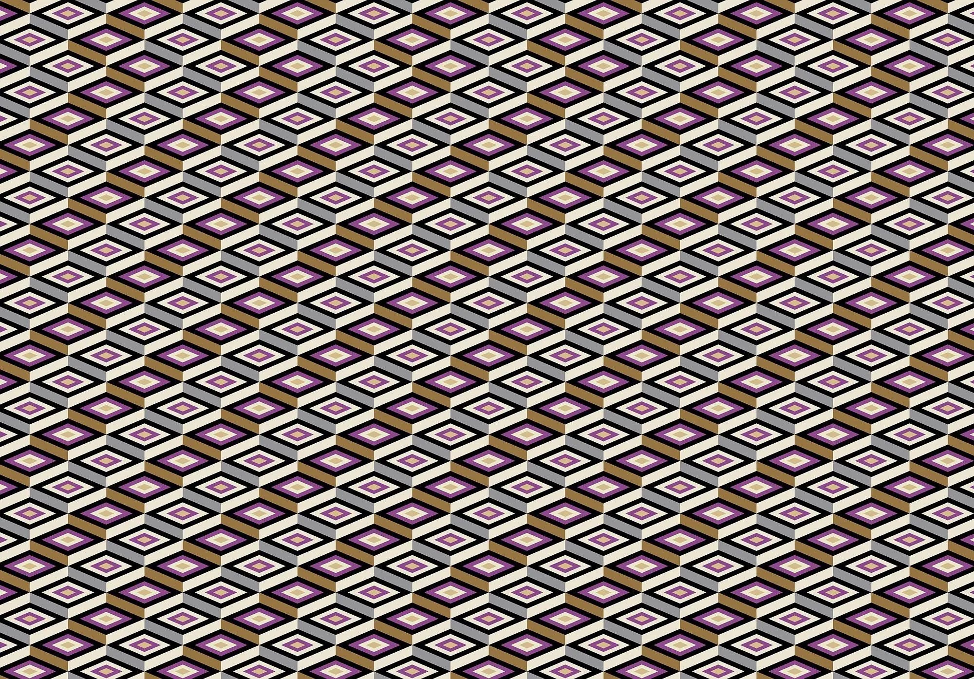 Billede 1 af Fototapet - Gentagende geometrisk mønster med tredimensionelle kuber og farver