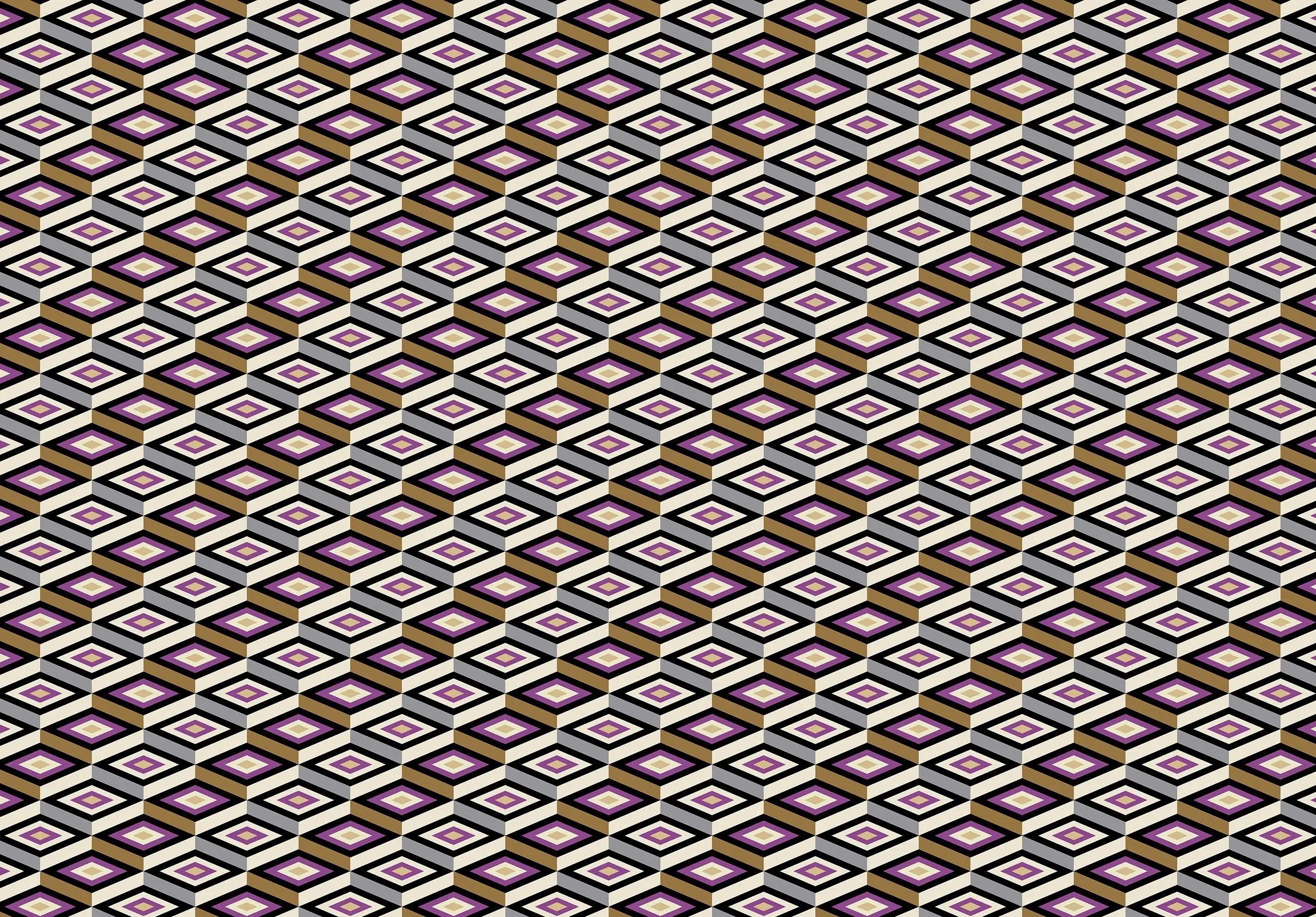 Billede 5 af Fototapet - Gentagende geometrisk mønster med tredimensionelle kuber og farver