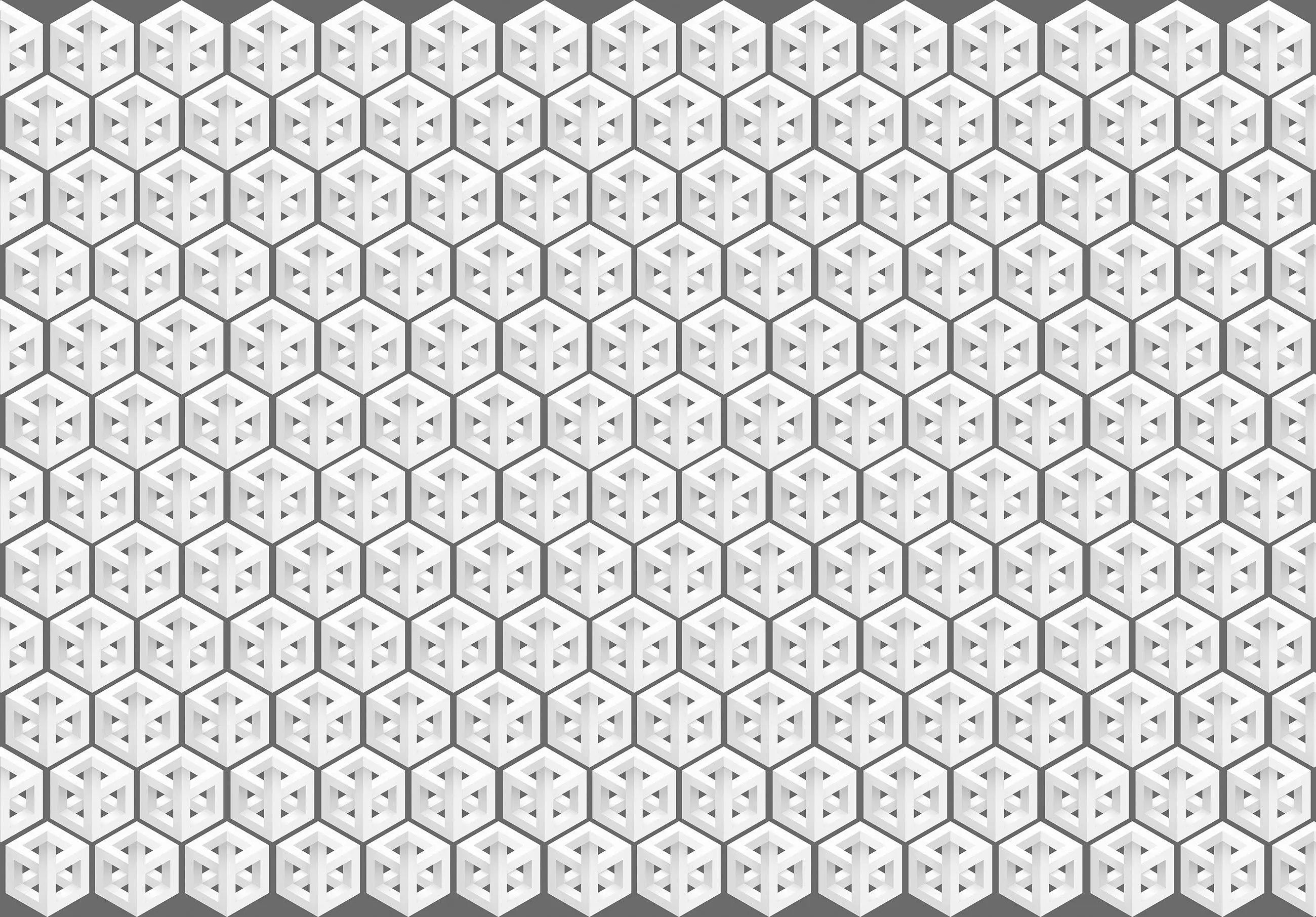 Billede 14 af Fototapet - Gentaget grå 3D-kube mønster