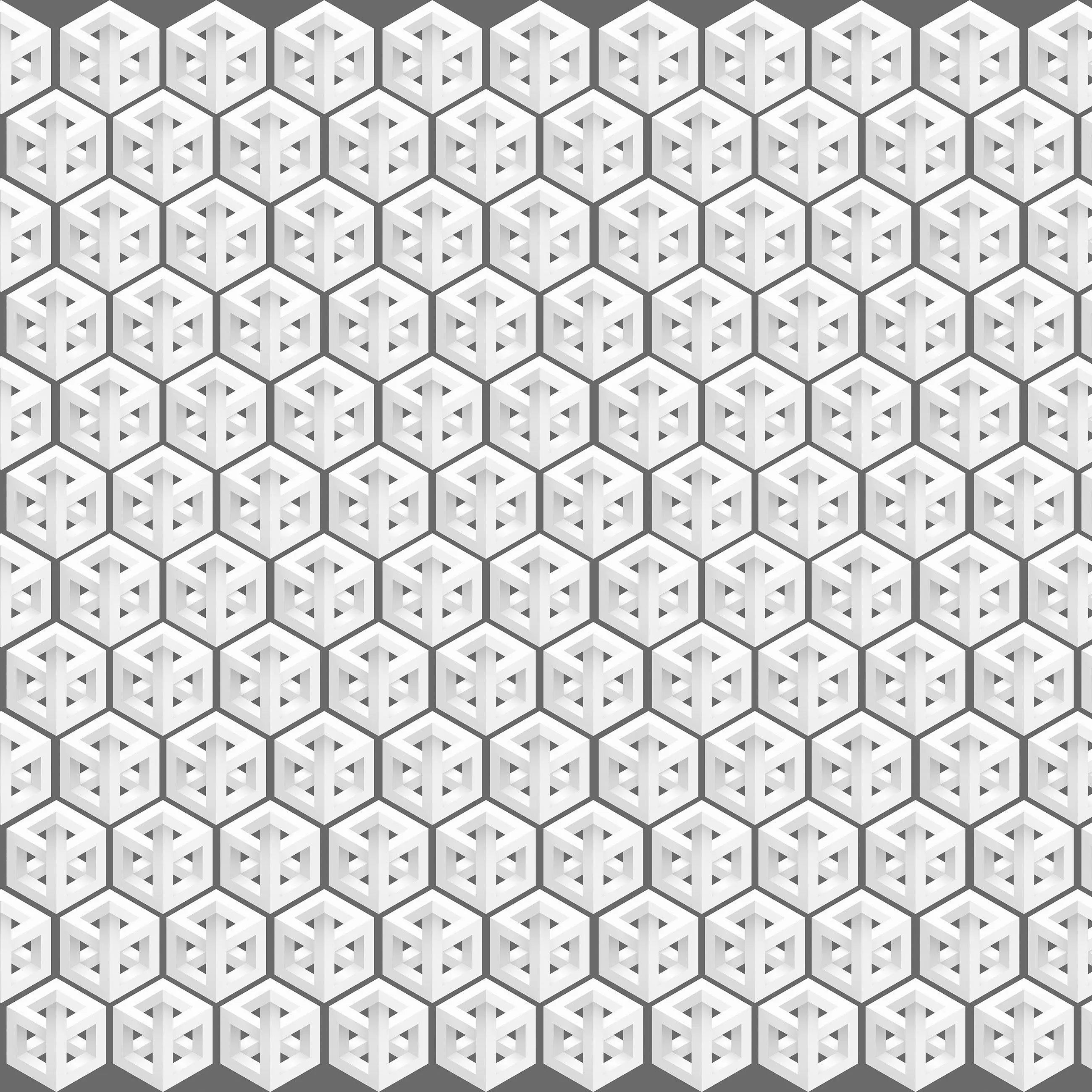 Billede 18 af Fototapet - Gentaget grå 3D-kube mønster