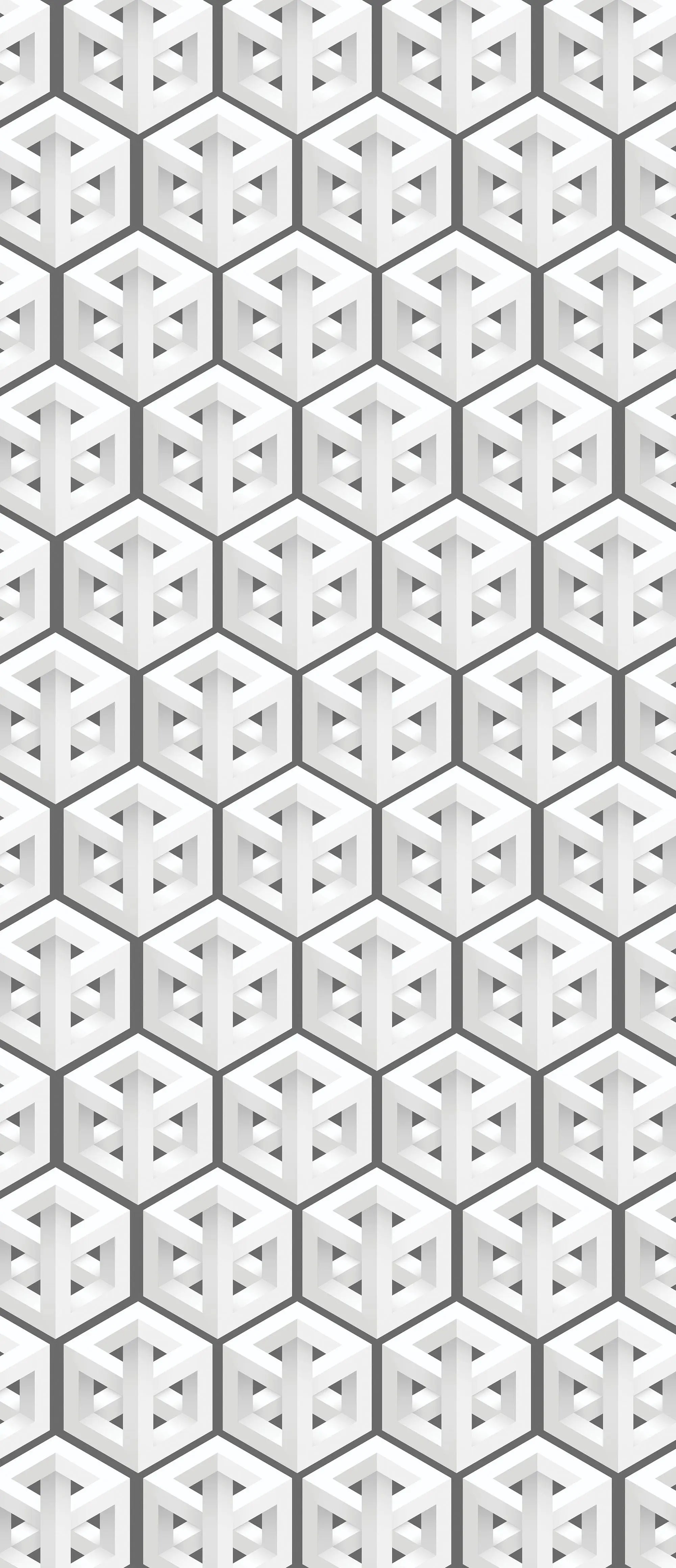 Billede 19 af Fototapet - Gentaget grå 3D-kube mønster