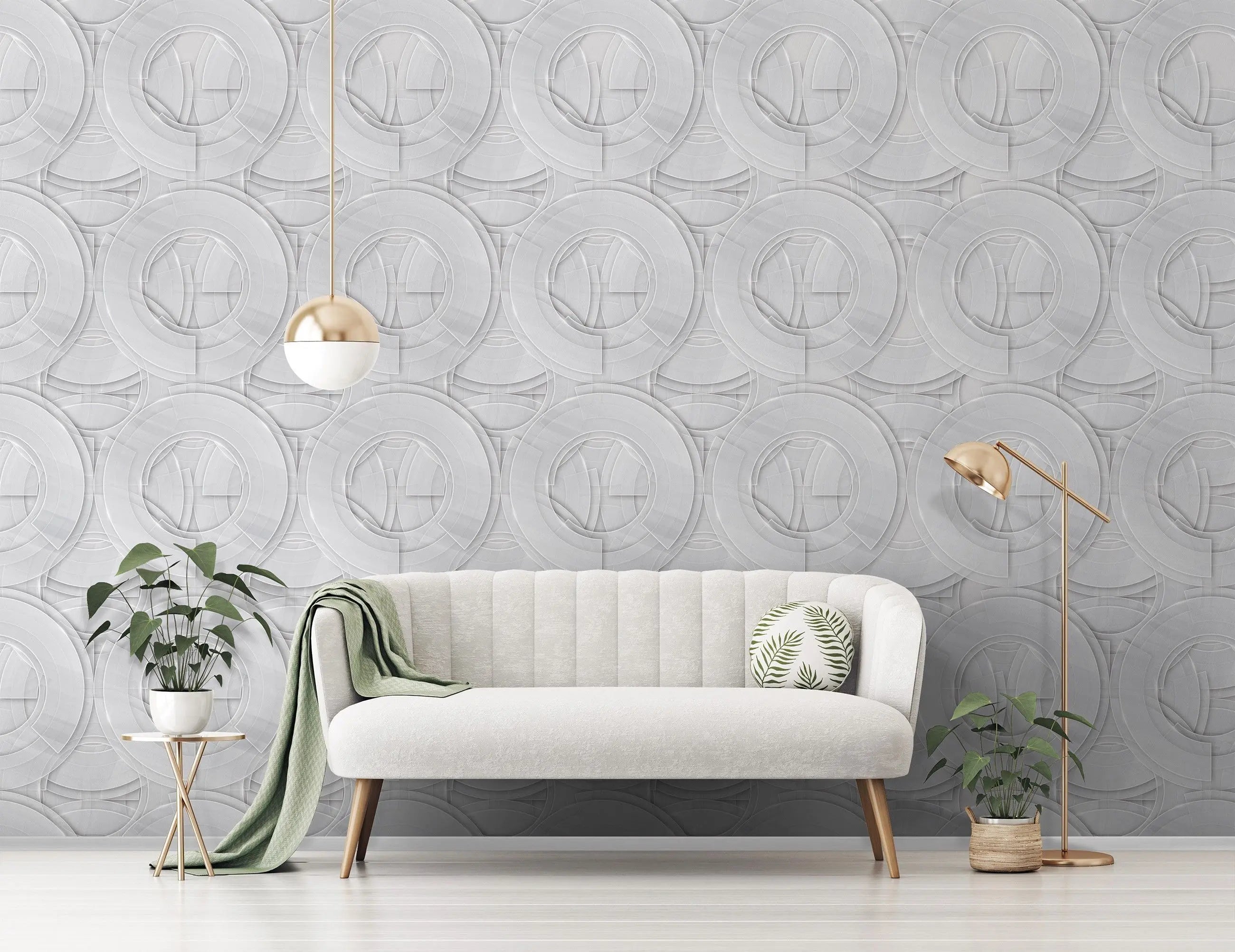 Billede 15 af Fototapet - Gentaget mønster af overlappende cirkler med gennemsigtighed