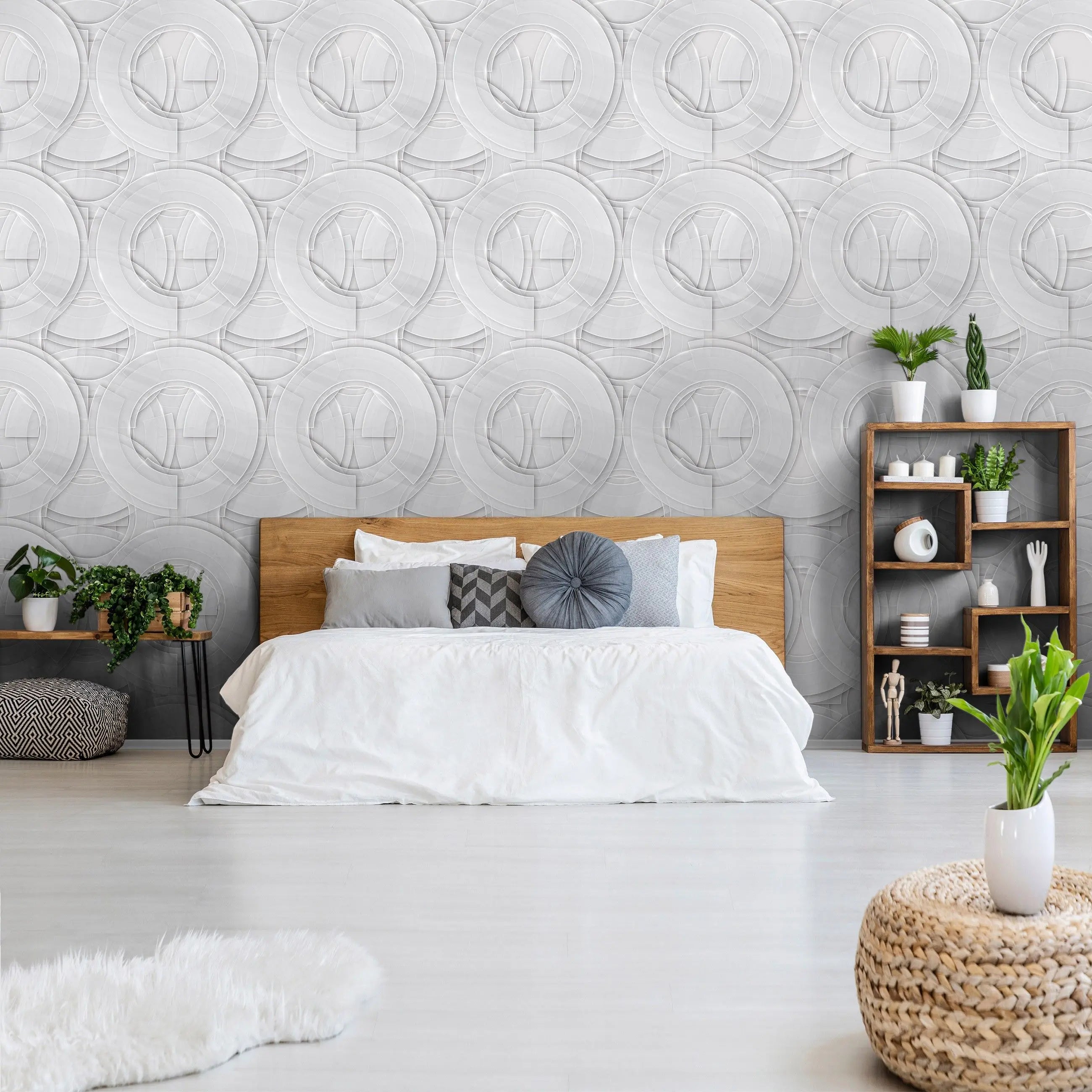 Billede 17 af Fototapet - Gentaget mønster af overlappende cirkler med gennemsigtighed