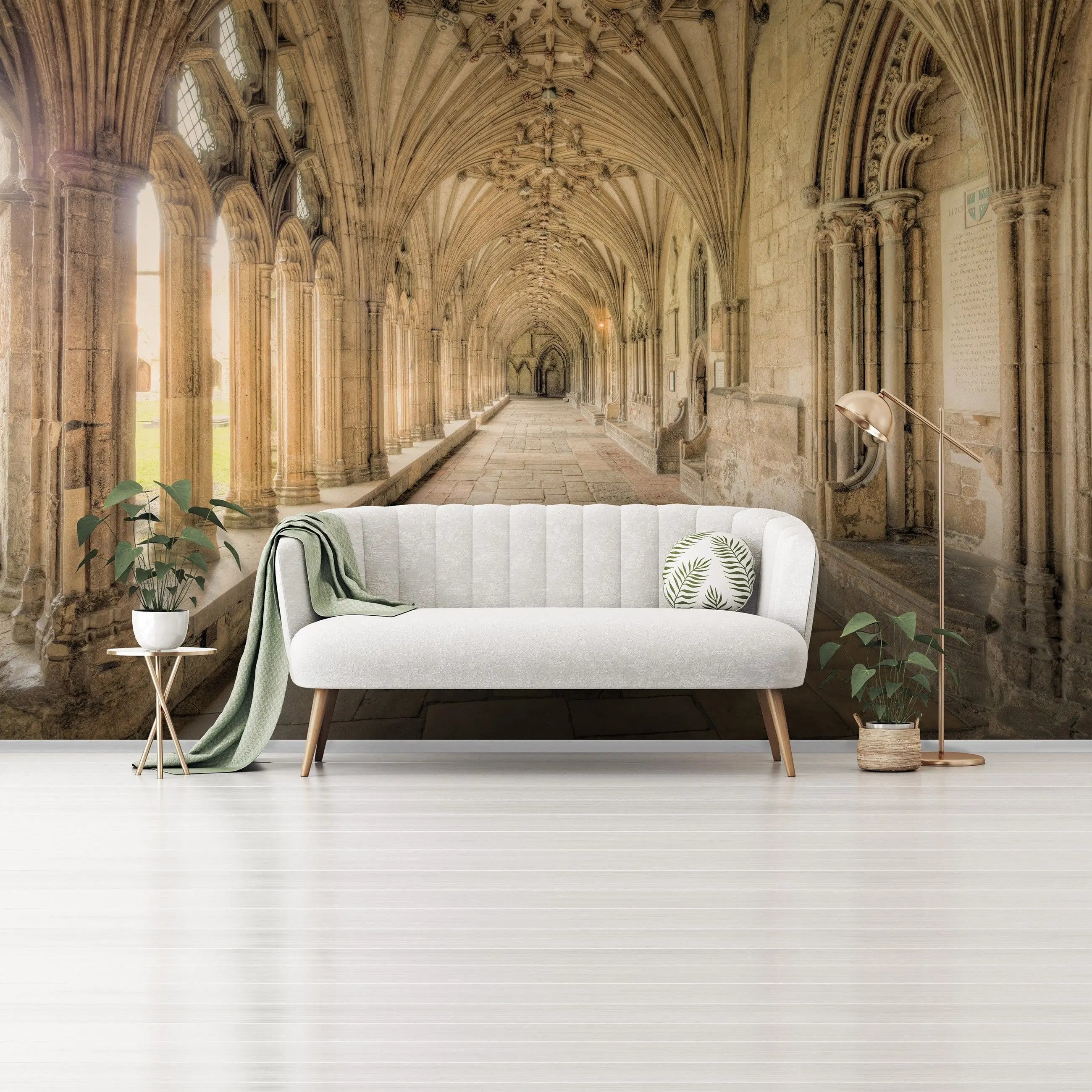 Billede 7 af Fototapet - Gothisk klostergang med hvælvinger