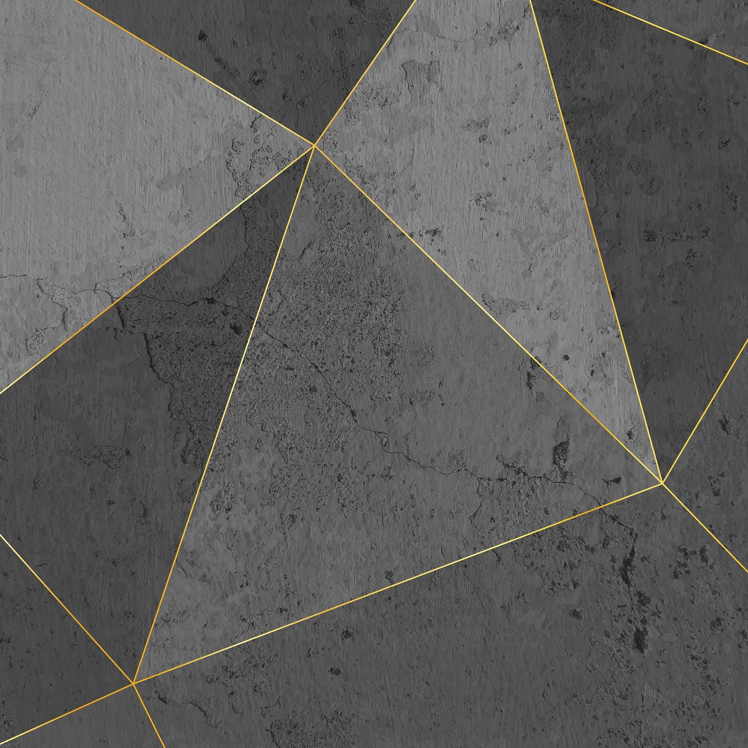 Billede 15 af Fototapet - Grå betonoverflade med geometriske guldlinjer