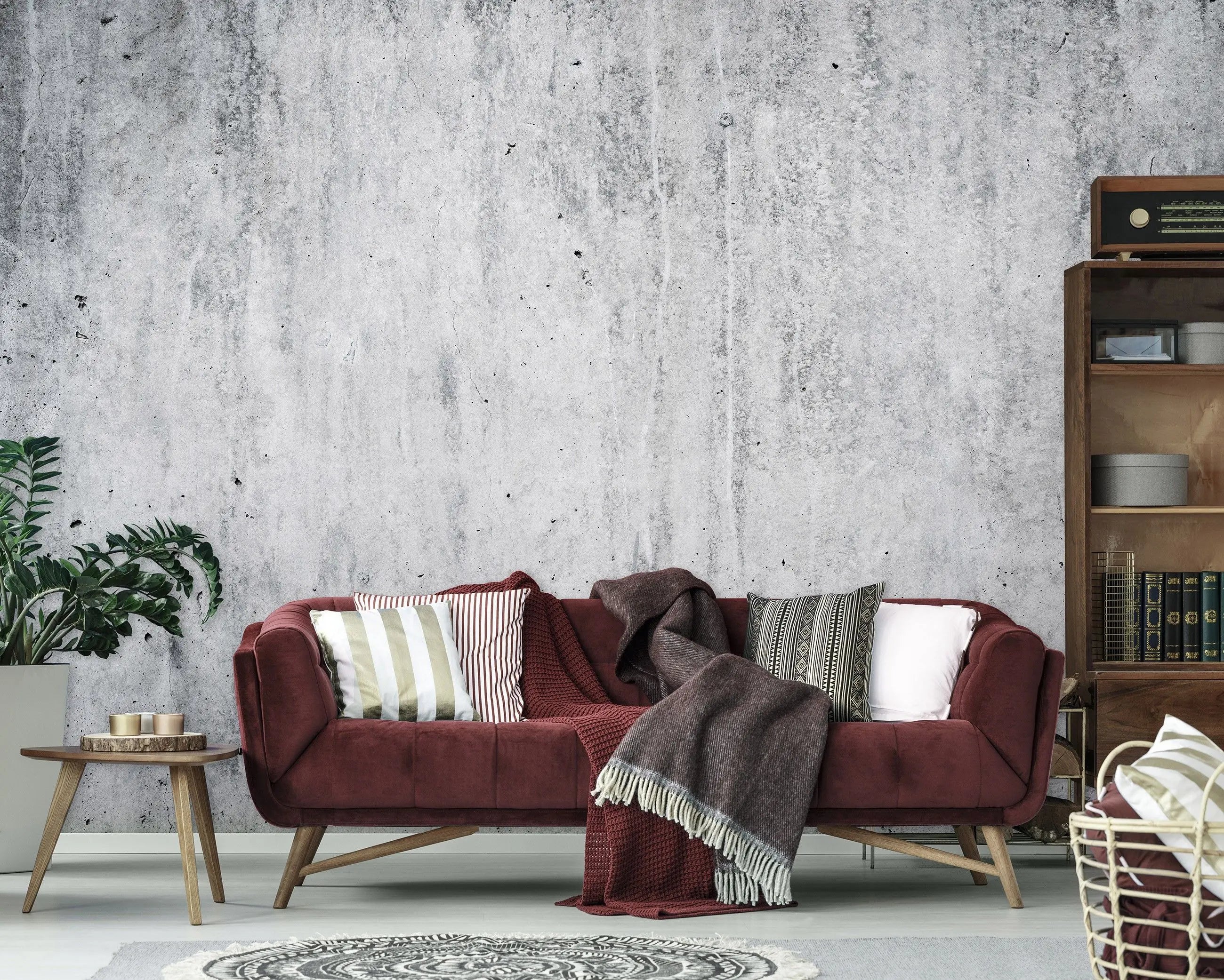 Billede 10 af Fototapet - Grå betonvæg med ujævn overflade