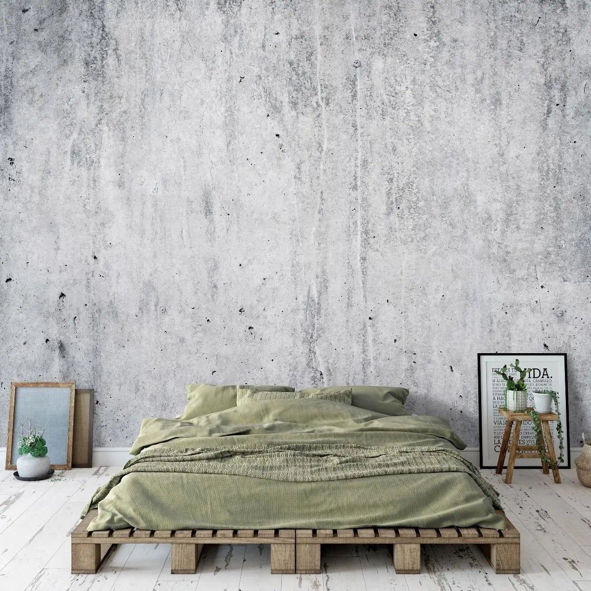 Billede 2 af Fototapet - Grå betonvæg med ujævn overflade