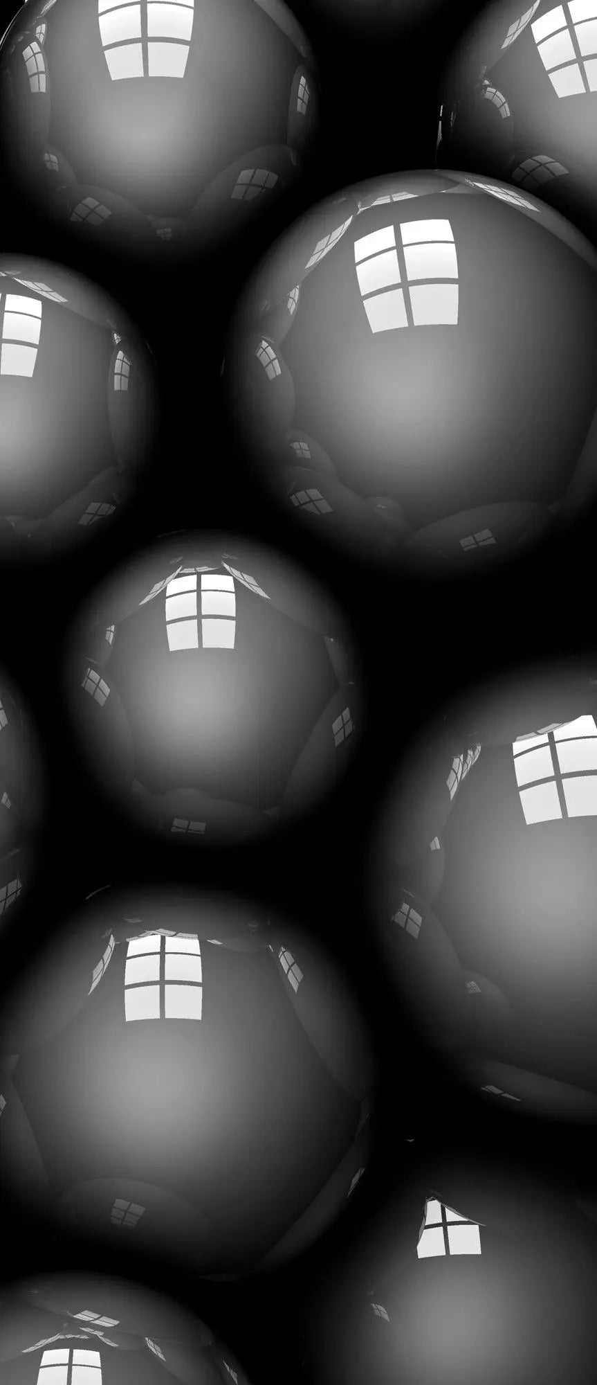Billede 7 af Fototapet - Grå kugler med vinduesreflektioner