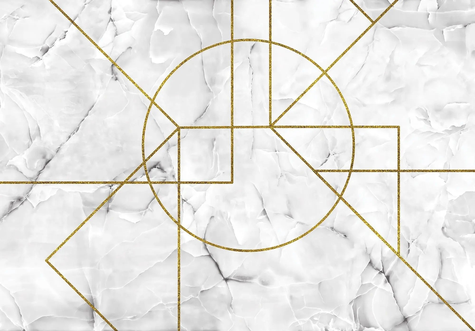 Billede 1 af Fototapet - Grå marmor med gyldne geometriske linjer