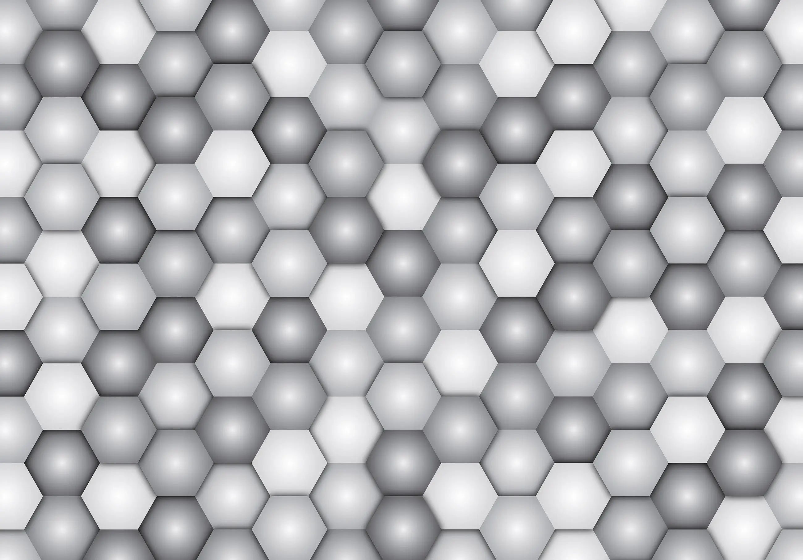 Billede 10 af Fototapet - Grå og hvide hexagoner i mønster