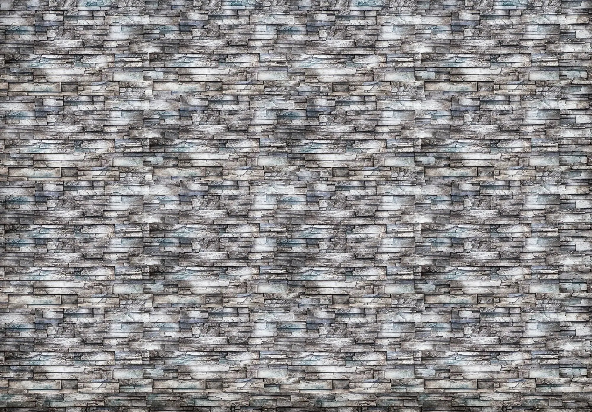 Billede 1 af Fototapet - Grå stenvæg med mønstret struktur