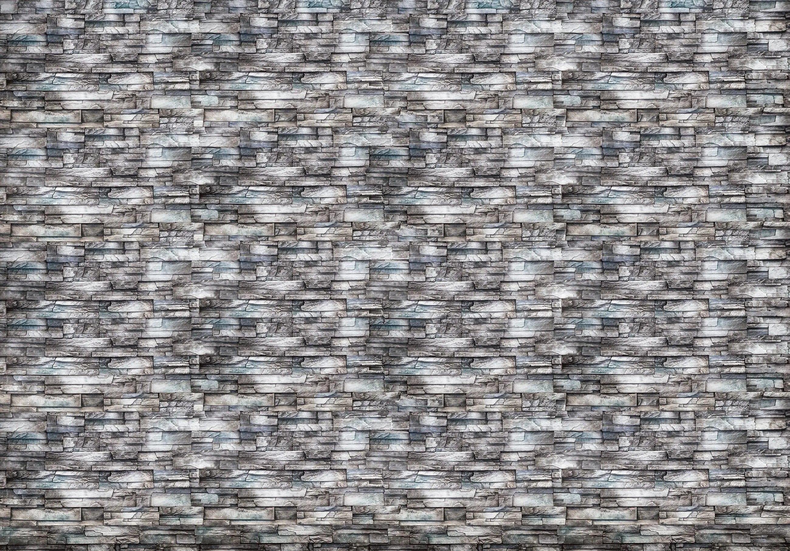 Billede 10 af Fototapet - Grå stenvæg med mønstret struktur