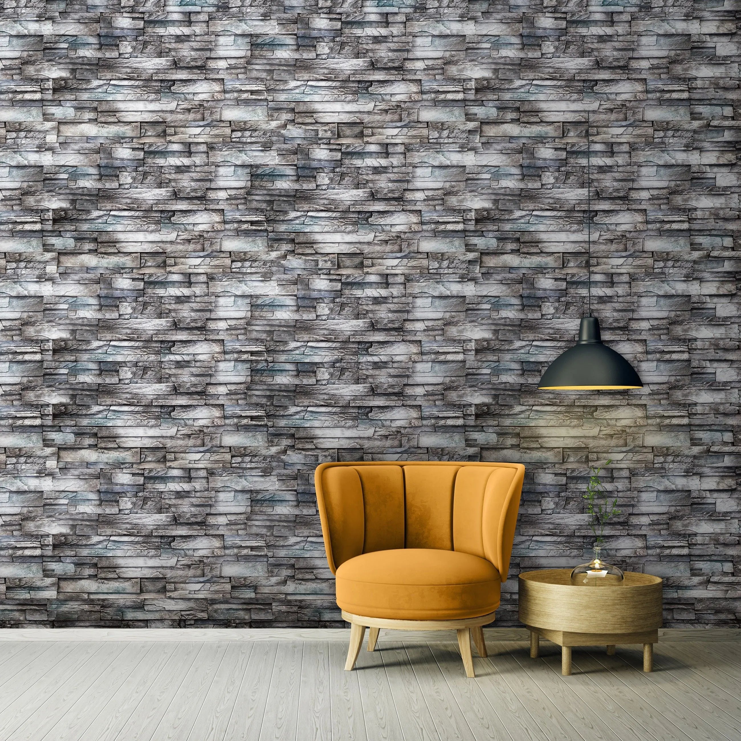 Billede 13 af Fototapet - Grå stenvæg med mønstret struktur