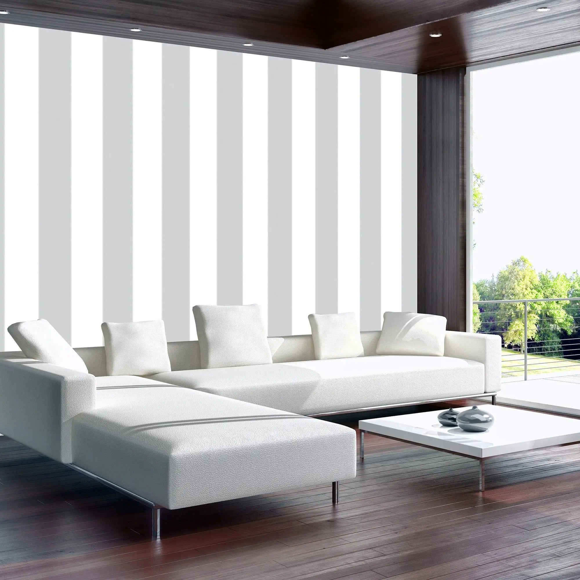 Billede 6 af Fototapet - Grå vertikale striber på hvid baggrund