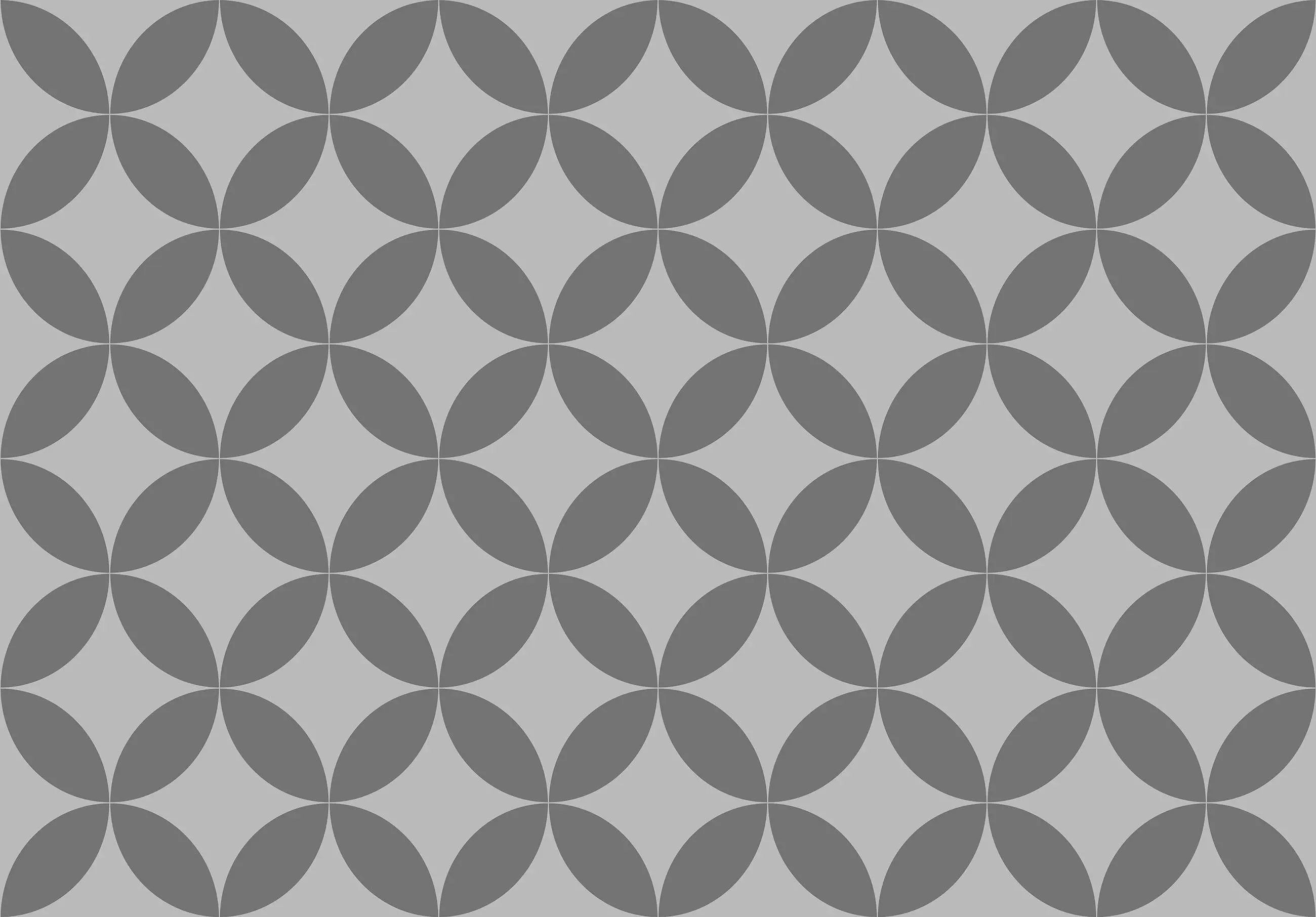 Billede 11 af Fototapet - Gråt geometrisk mønster med cirkler og mandelformer