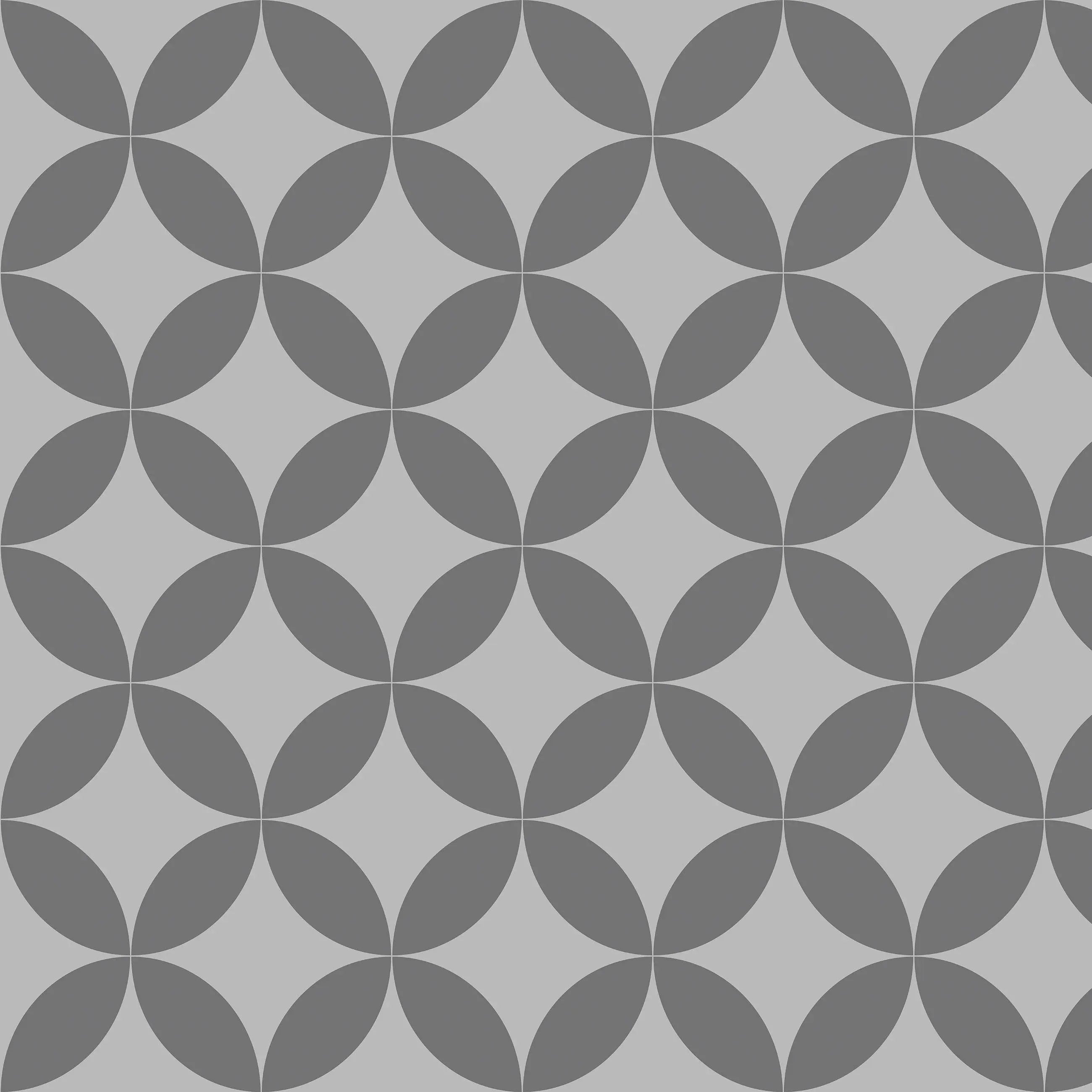 Billede 16 af Fototapet - Gråt geometrisk mønster med cirkler og mandelformer