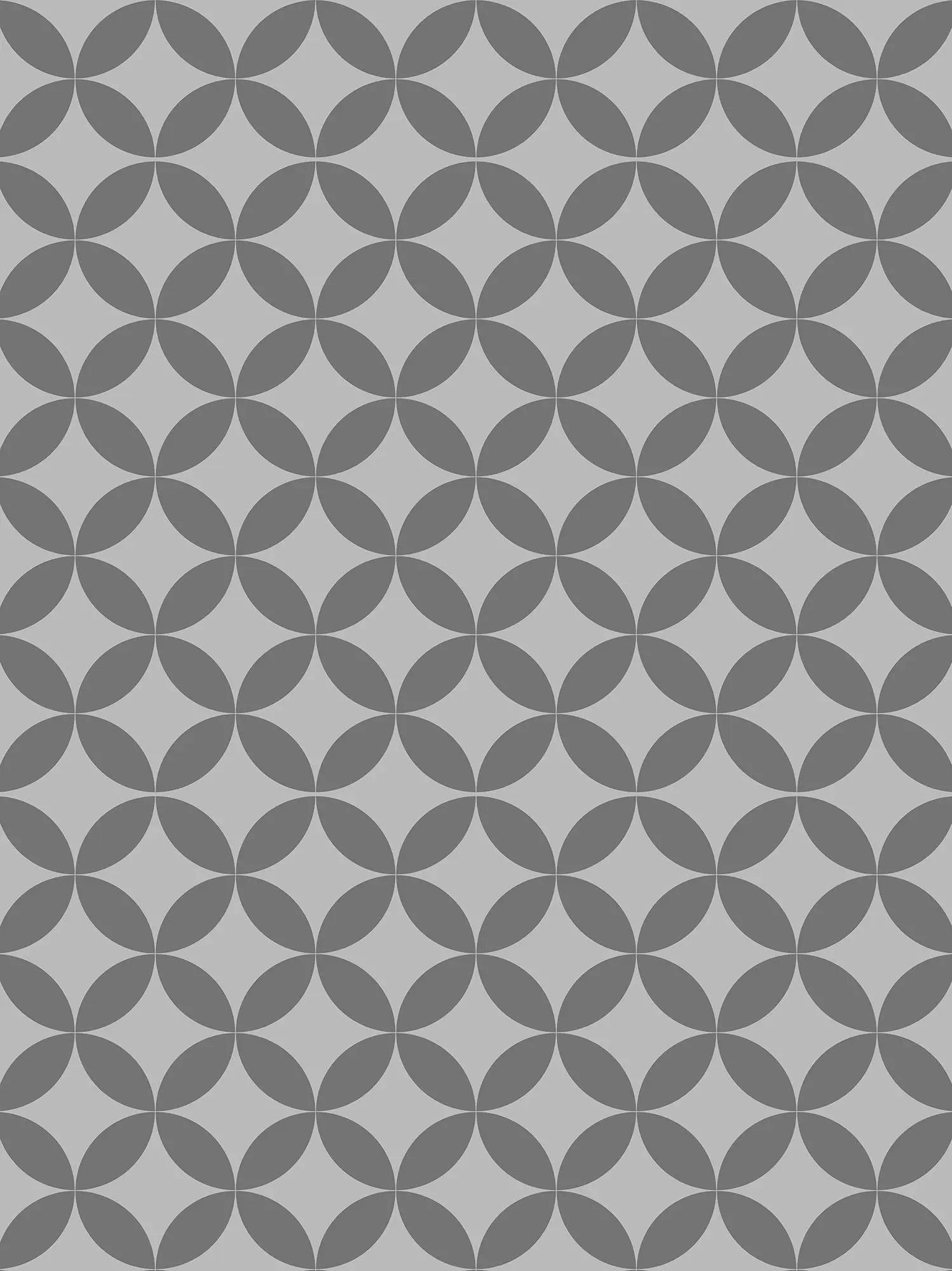 Billede 17 af Fototapet - Gråt geometrisk mønster med cirkler og mandelformer