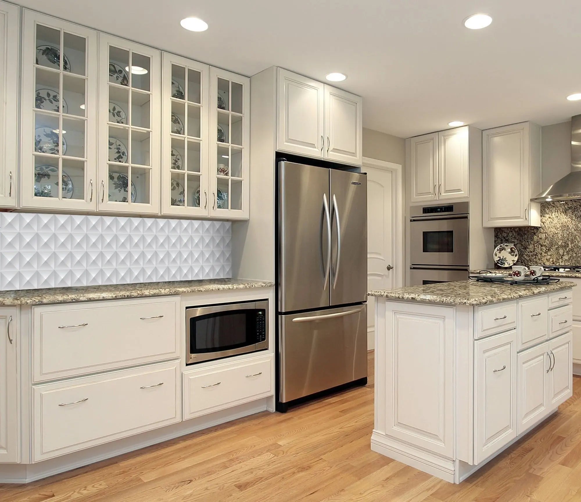 Billede 9 af Fototapet - Gråt geometrisk mønster med pyramideformede felter