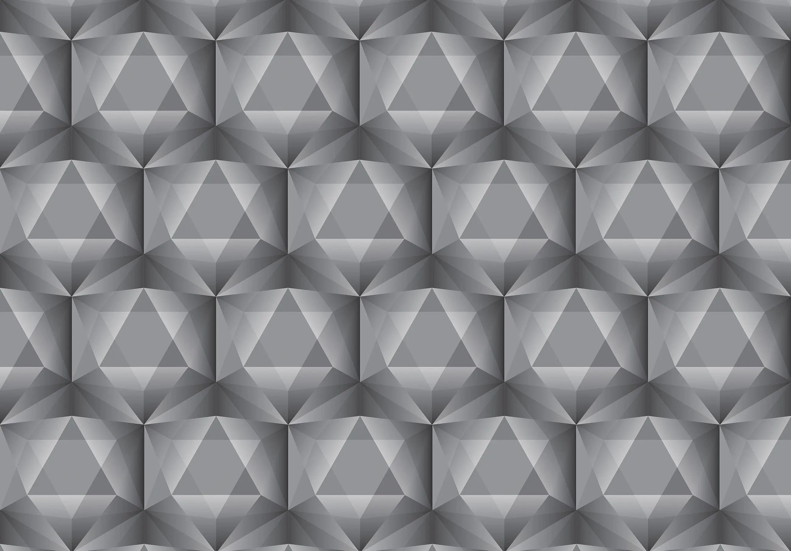 Billede 14 af Fototapet - Gråt geometrisk mønster med tredimensionelle firkanter