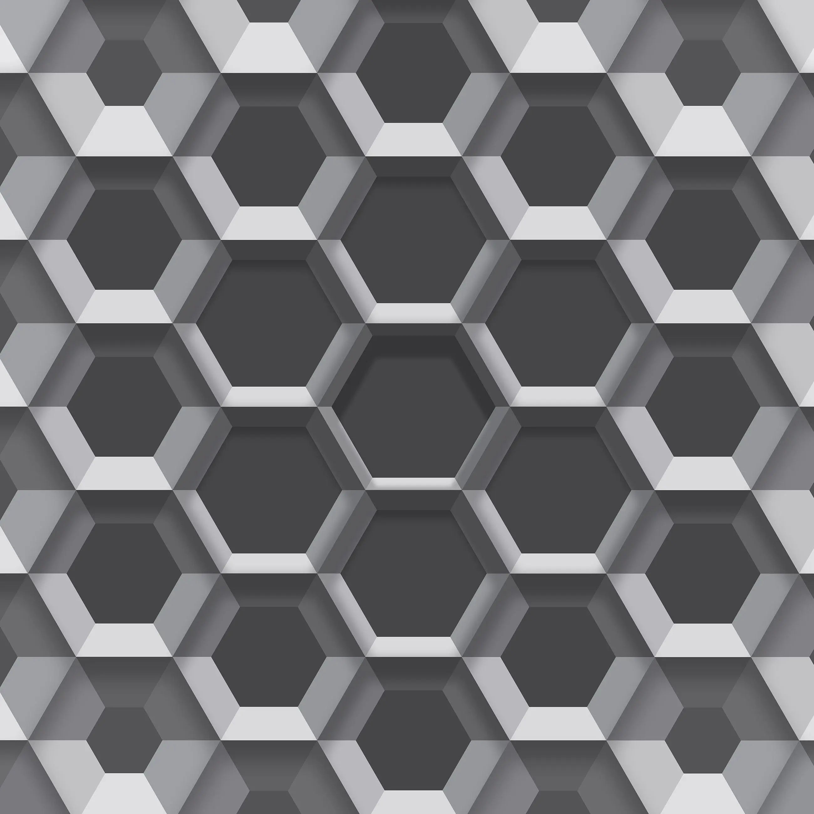 Billede 16 af Fototapet - Gråt geometrisk mønster med tredimensionelle sekskanter