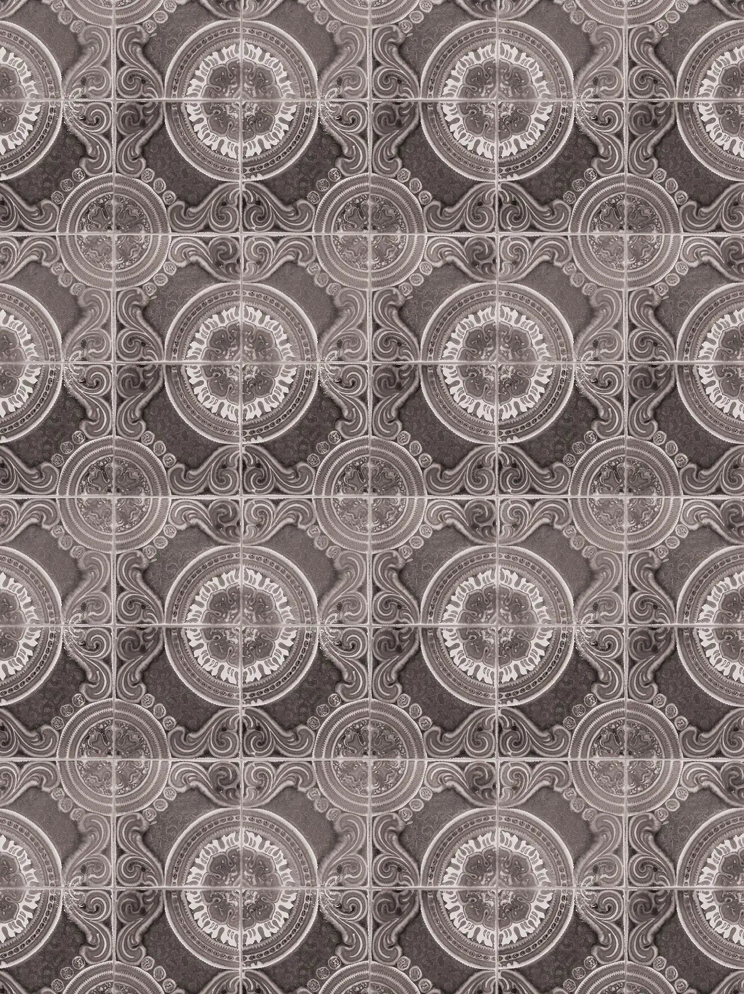 Billede 14 af Fototapet - Gråt kompasmønster med gentagende design