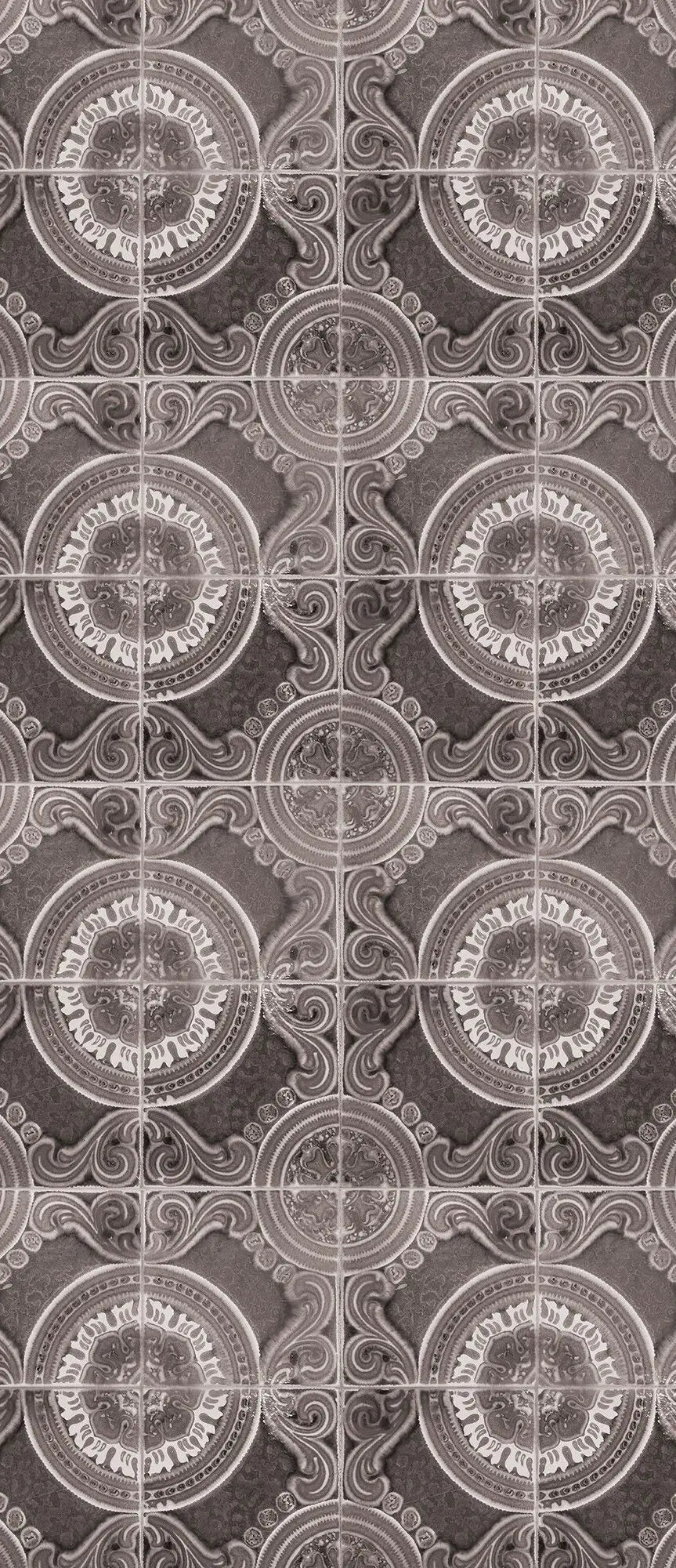 Billede 15 af Fototapet - Gråt kompasmønster med gentagende design